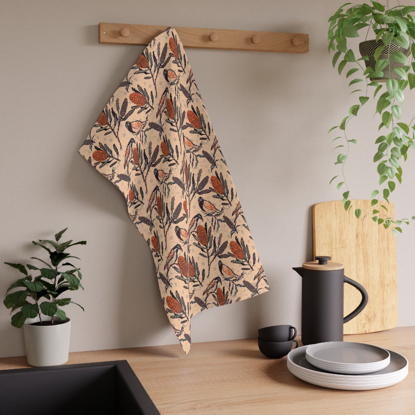 Cotton Kitchen Tea Towel - Honey Eaters collection - Solei Designs