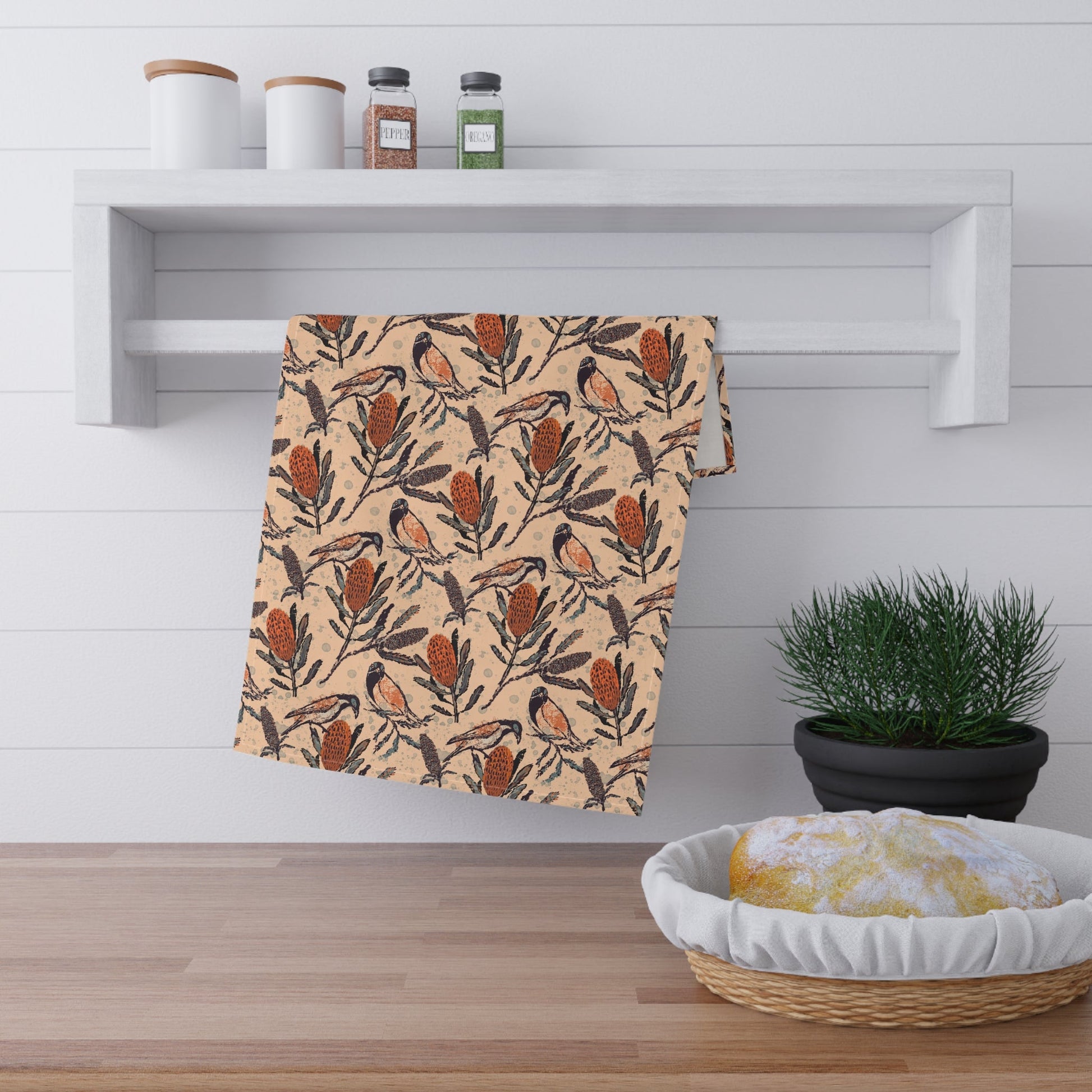 Cotton Kitchen Tea Towel - Honey Eaters collection - Solei Designs