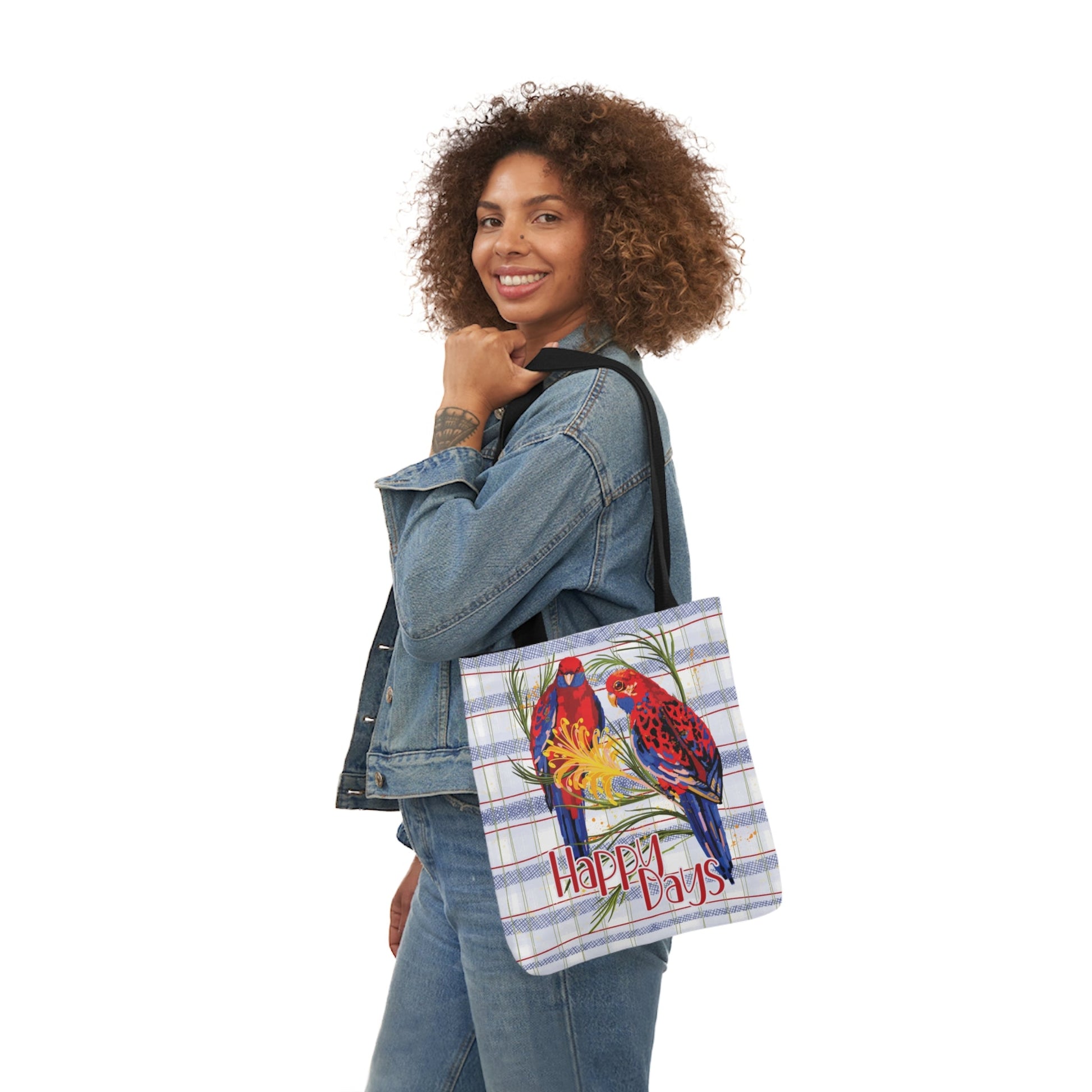 Crimson Rosella custom design Tote Bag - Hand drawn artwork & custom text available - Solei Designs