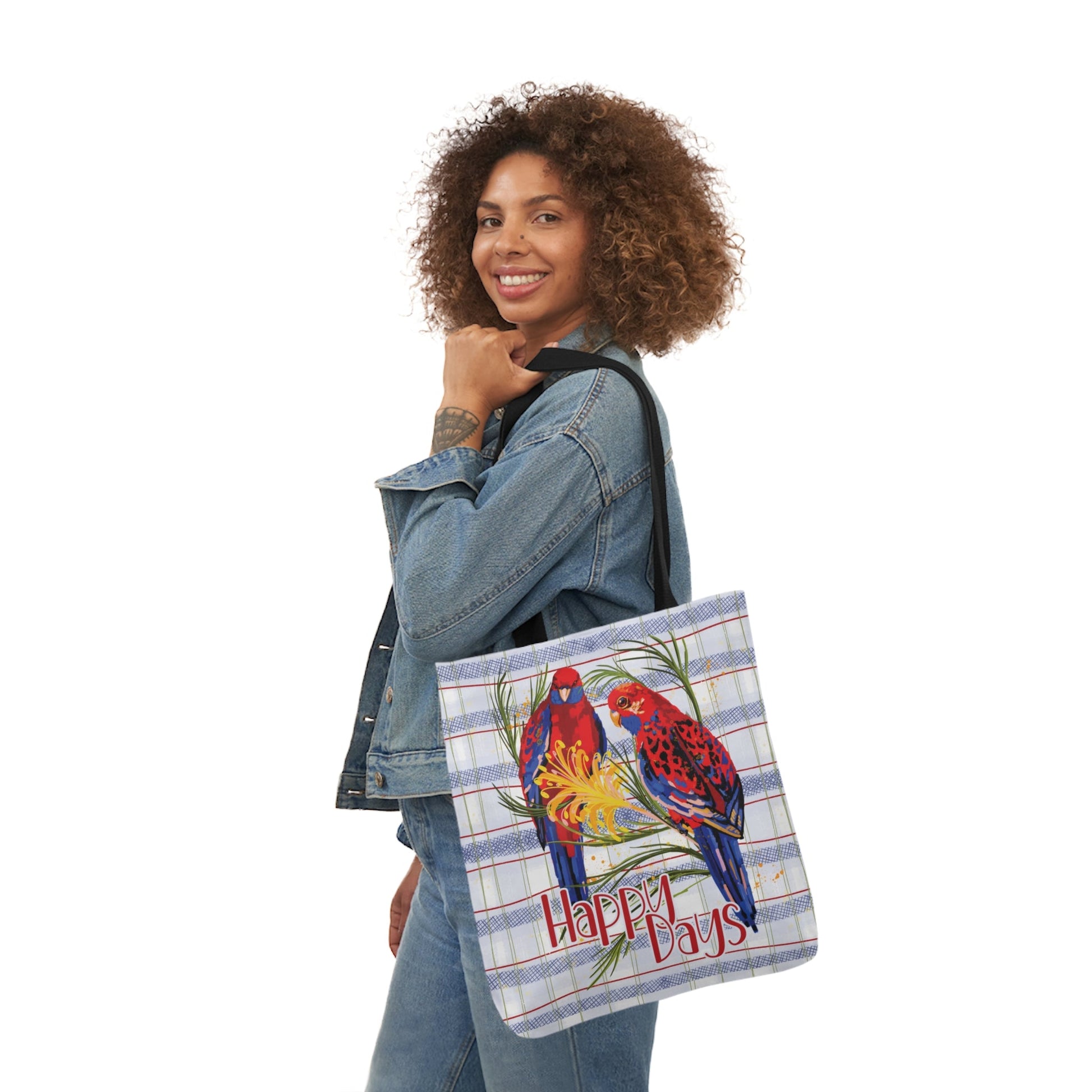 Crimson Rosella custom design Tote Bag - Hand drawn artwork & custom text available - Solei Designs