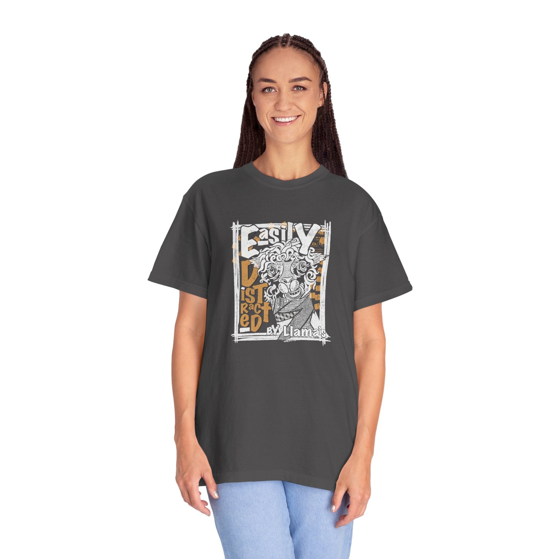 Easily Distracted by Llama's - C1717 Custom Graphic Soft style T Shirt - Solei Designs