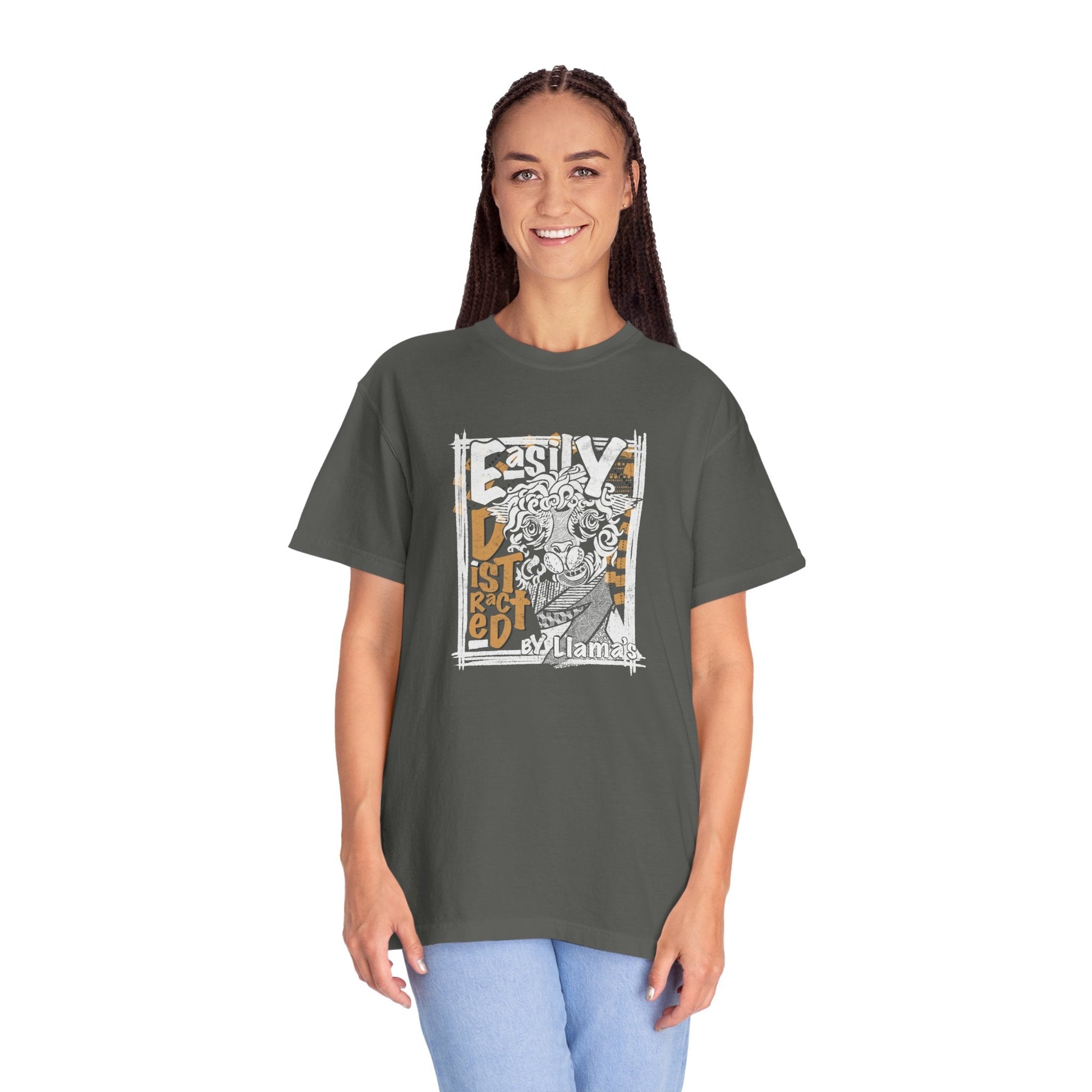 Easily Distracted by Llama's - C1717 Custom Graphic Soft style T Shirt - Solei Designs