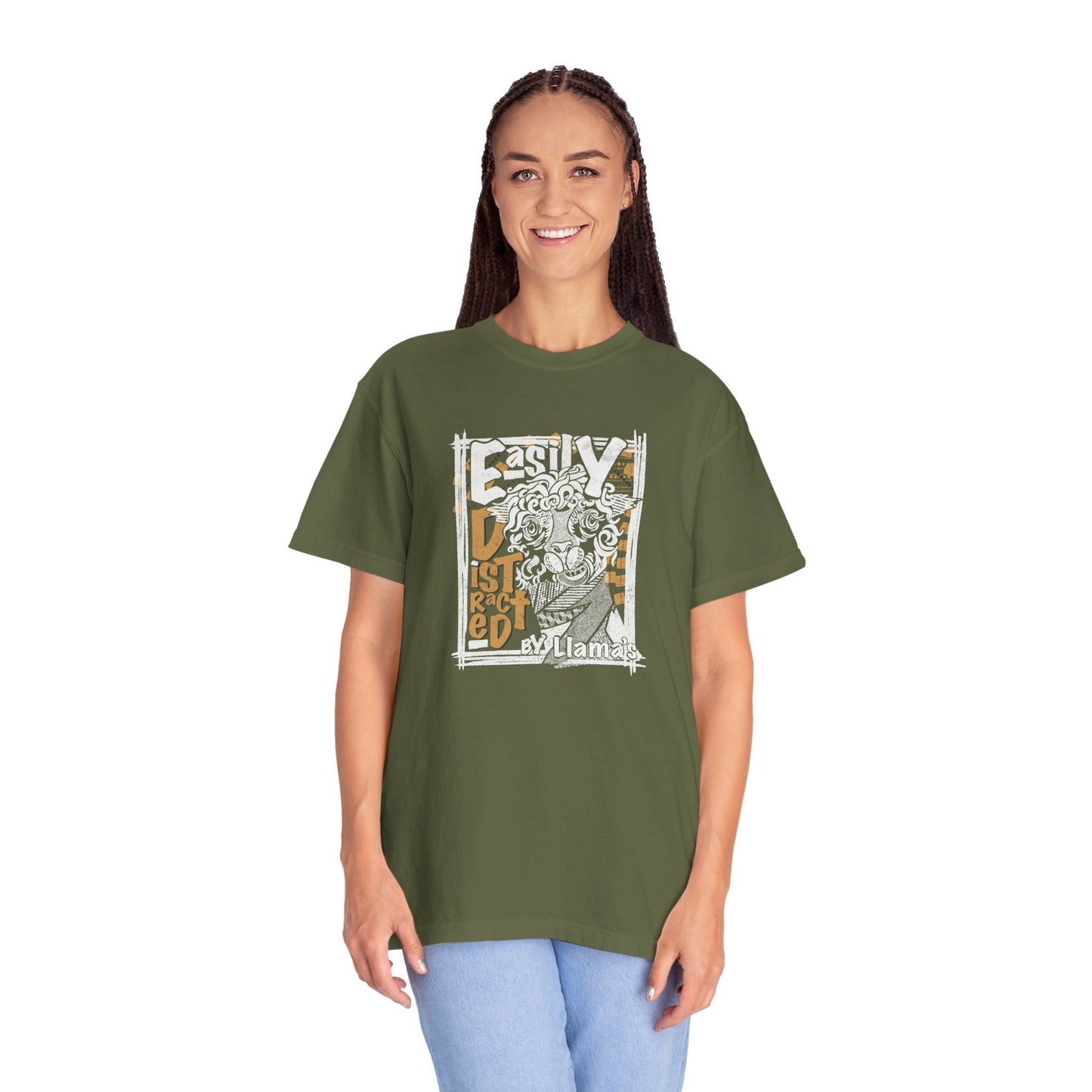 Easily Distracted by Llama's - C1717 Custom Graphic Soft style T Shirt - Solei Designs