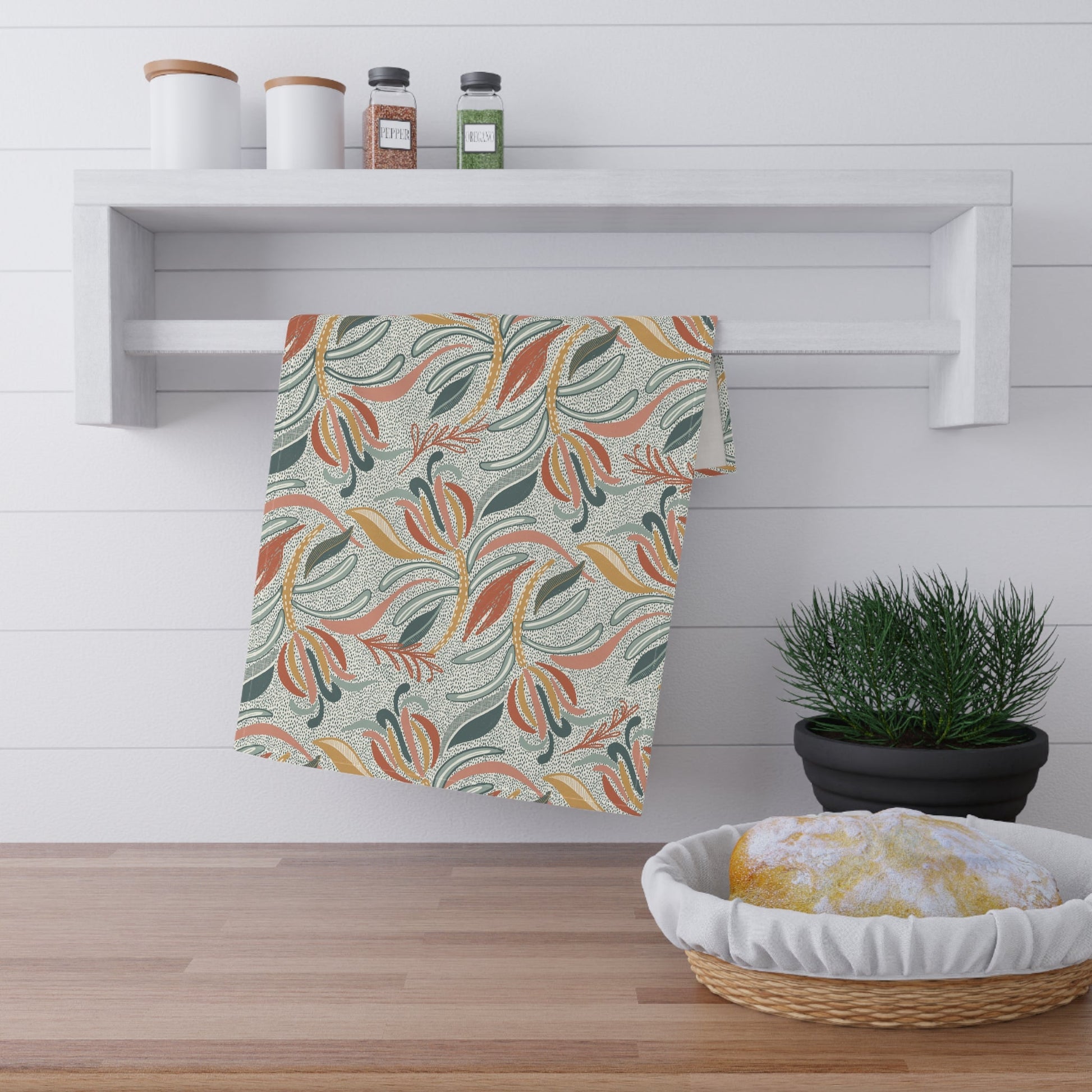 Flirty floral - 100% Cotton Kitchen Tea Towel from the Native Patches design collection - Solei Designs