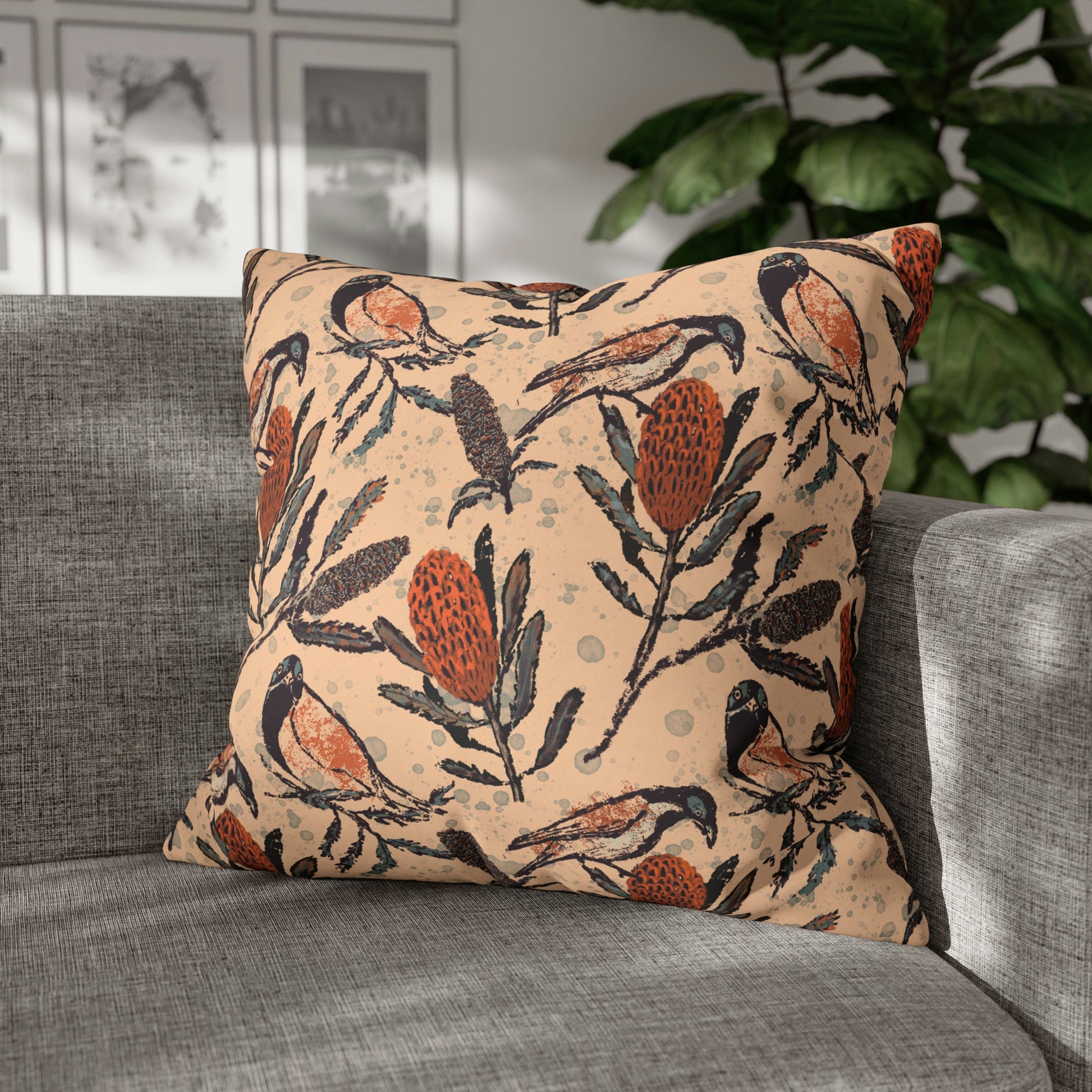 Honey Eaters Collection - Birds and Banksia flowers, hand drawn pattern - Solei Designs