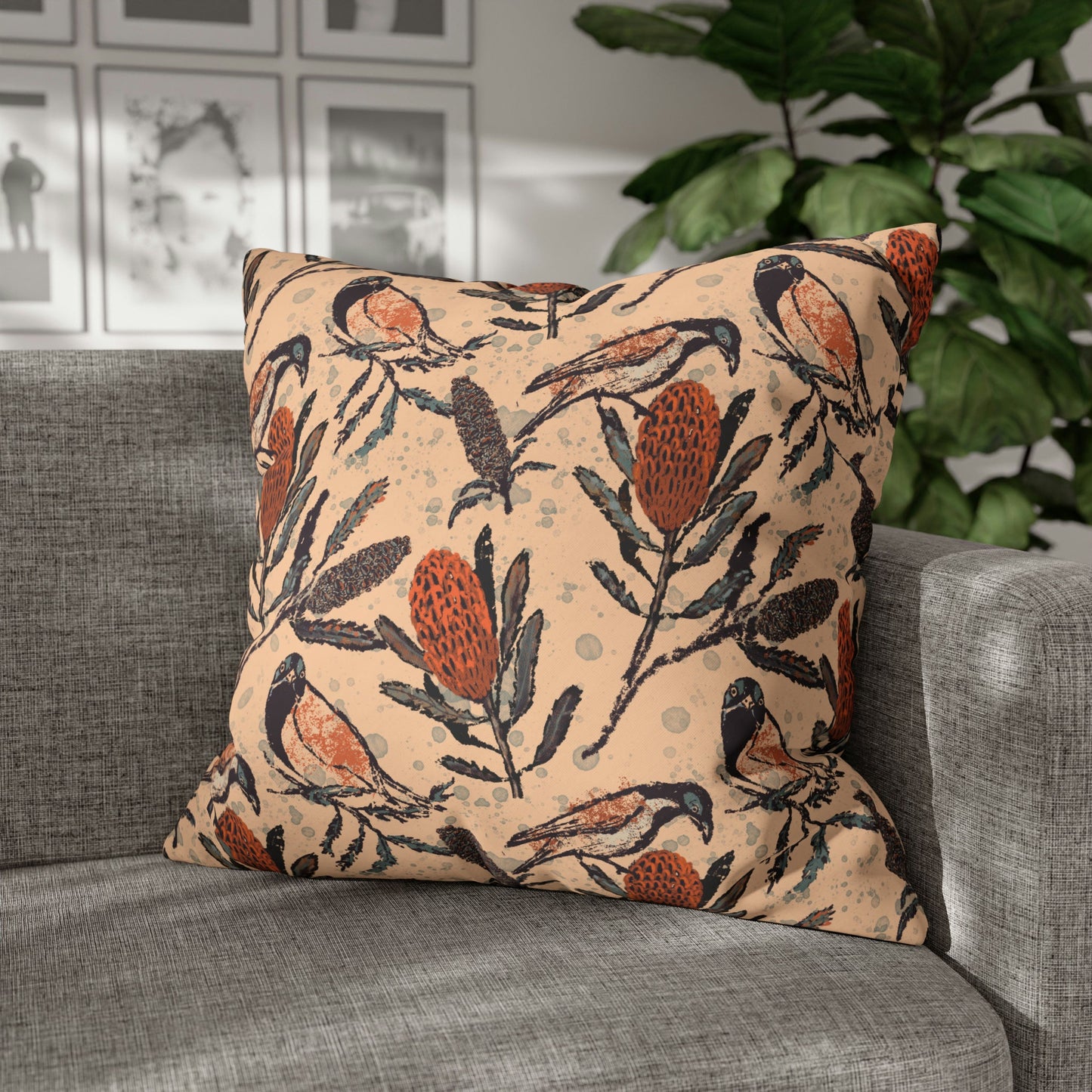 Honey Eaters Collection - Birds and Banksia flowers, hand drawn pattern - Solei Designs