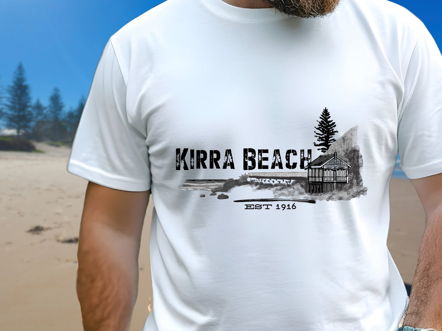 Kirra Beach Gold Coast - custom designed Australian souvenir t shirt - Solei Designs