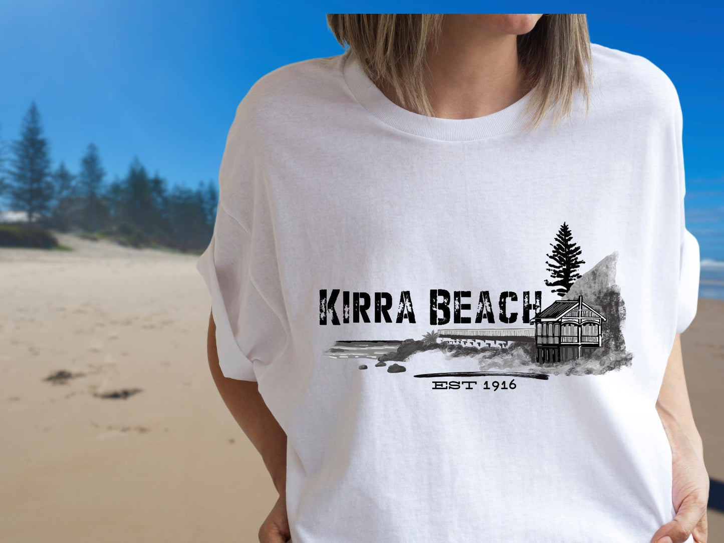 Kirra Beach Gold Coast - custom designed Australian souvenir t shirt - Solei Designs