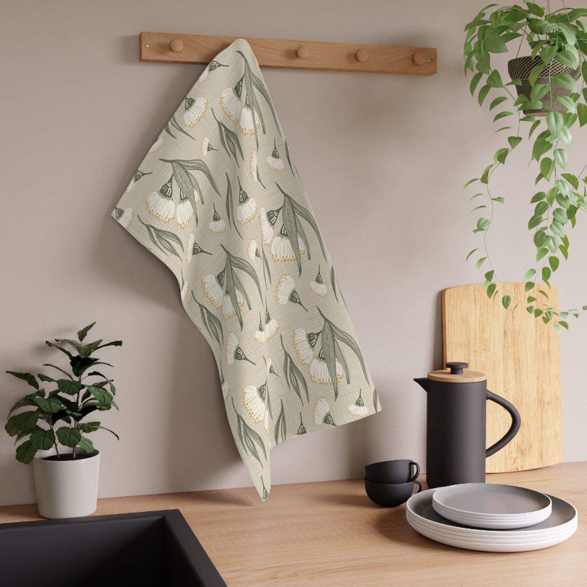 Kitchen Tea Towel - The homestead collection - gum tree blossoms - Solei Designs