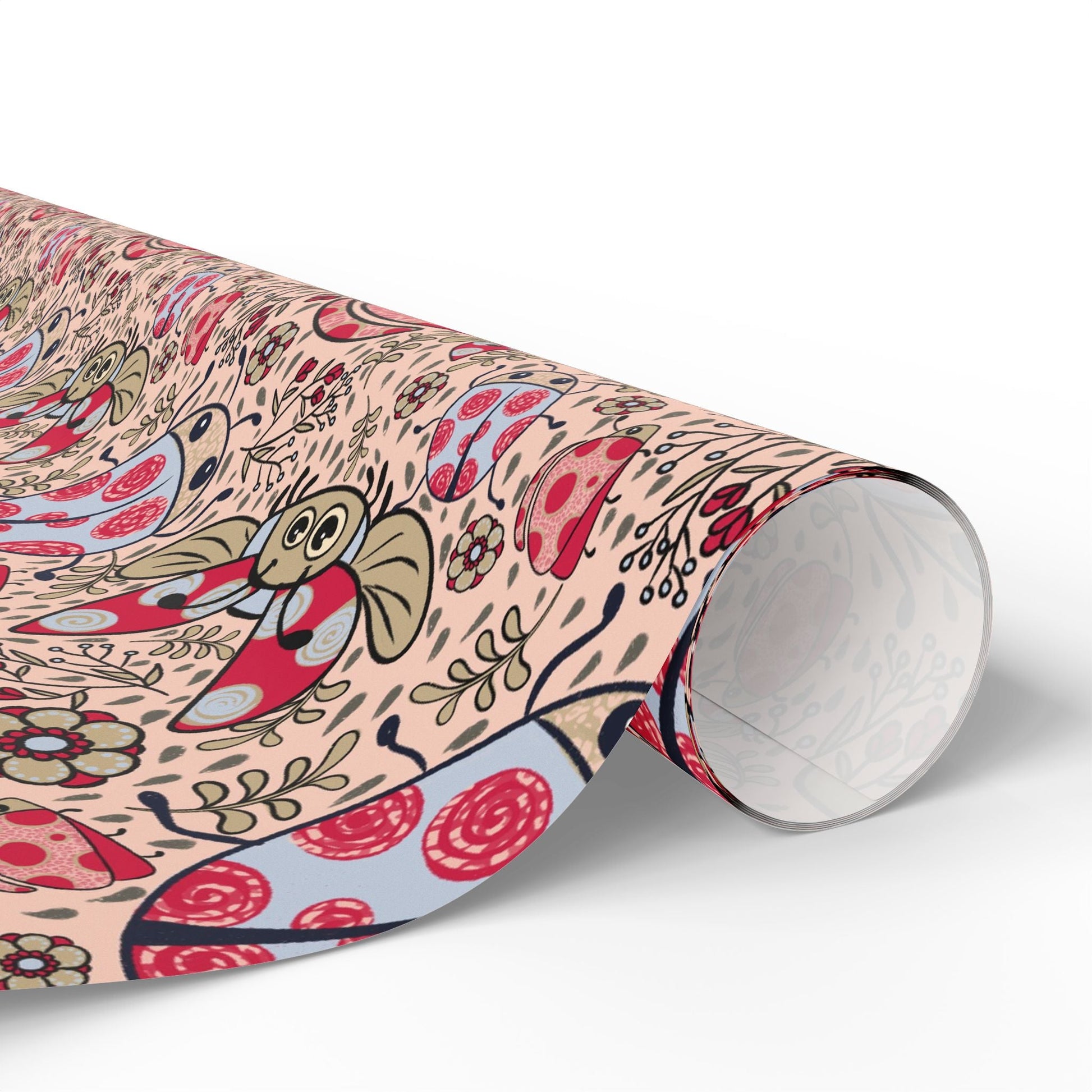 Lady beetles in the rain collection - custom designed Wrapping Paper for Special Occasions - Solei Designs