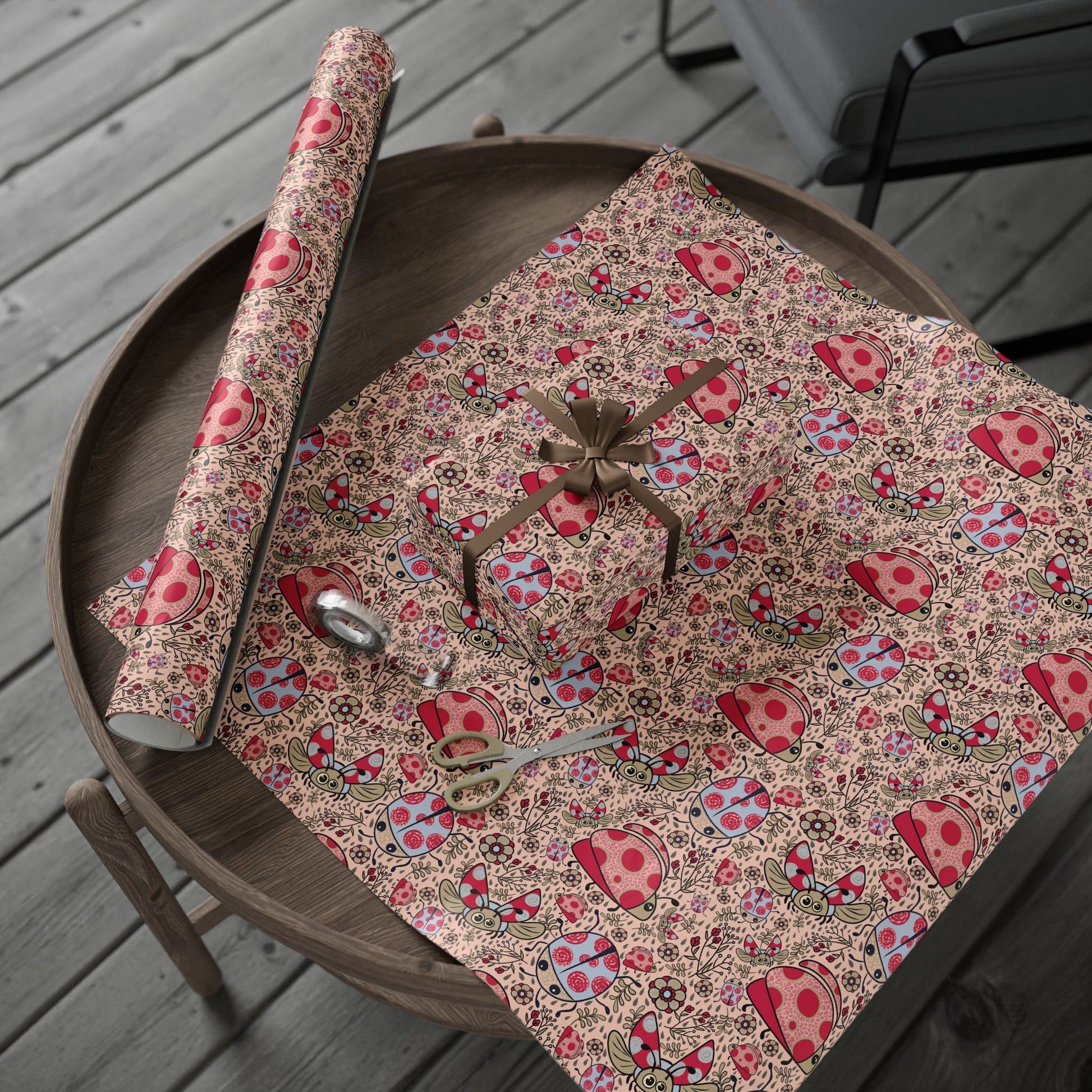 Lady beetles in the rain collection - custom designed Wrapping Paper for Special Occasions - Solei Designs