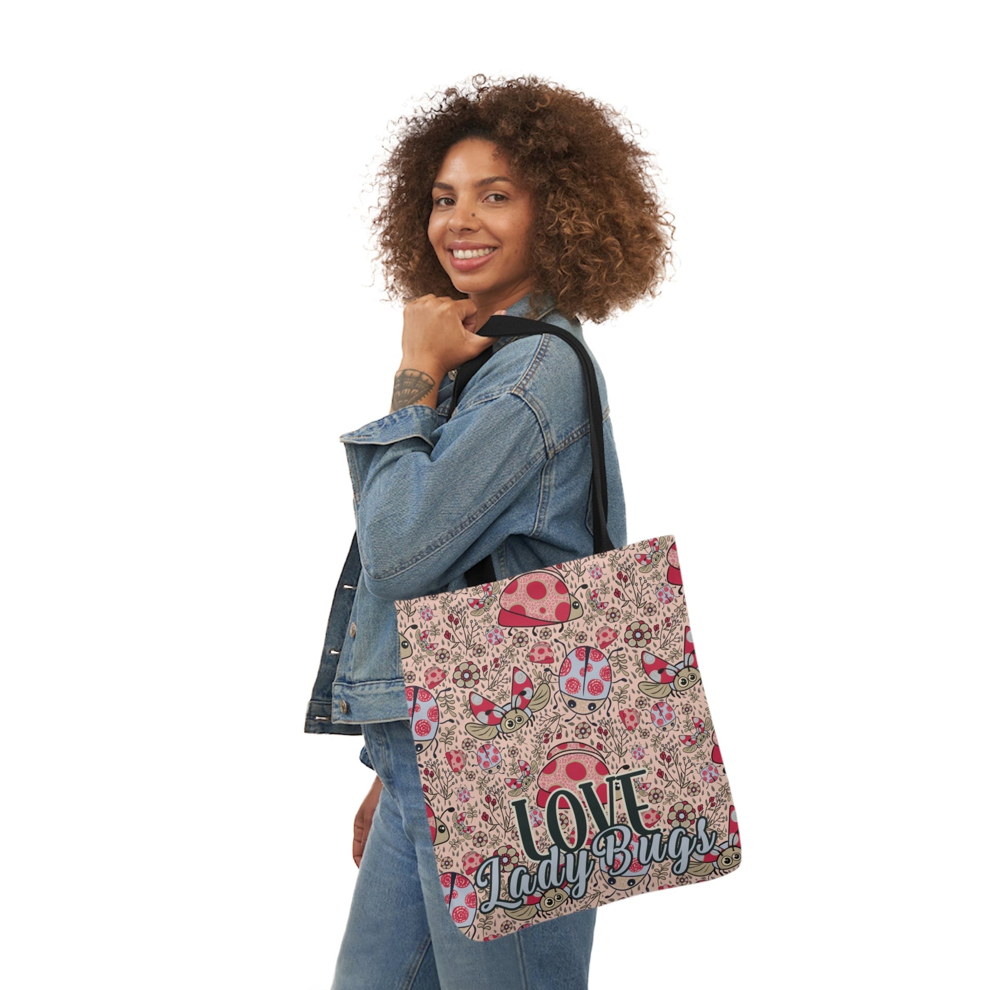 Lady Bug Love custom design Tote Bag - Hand drawn artwork & custom text available - Solei Designs