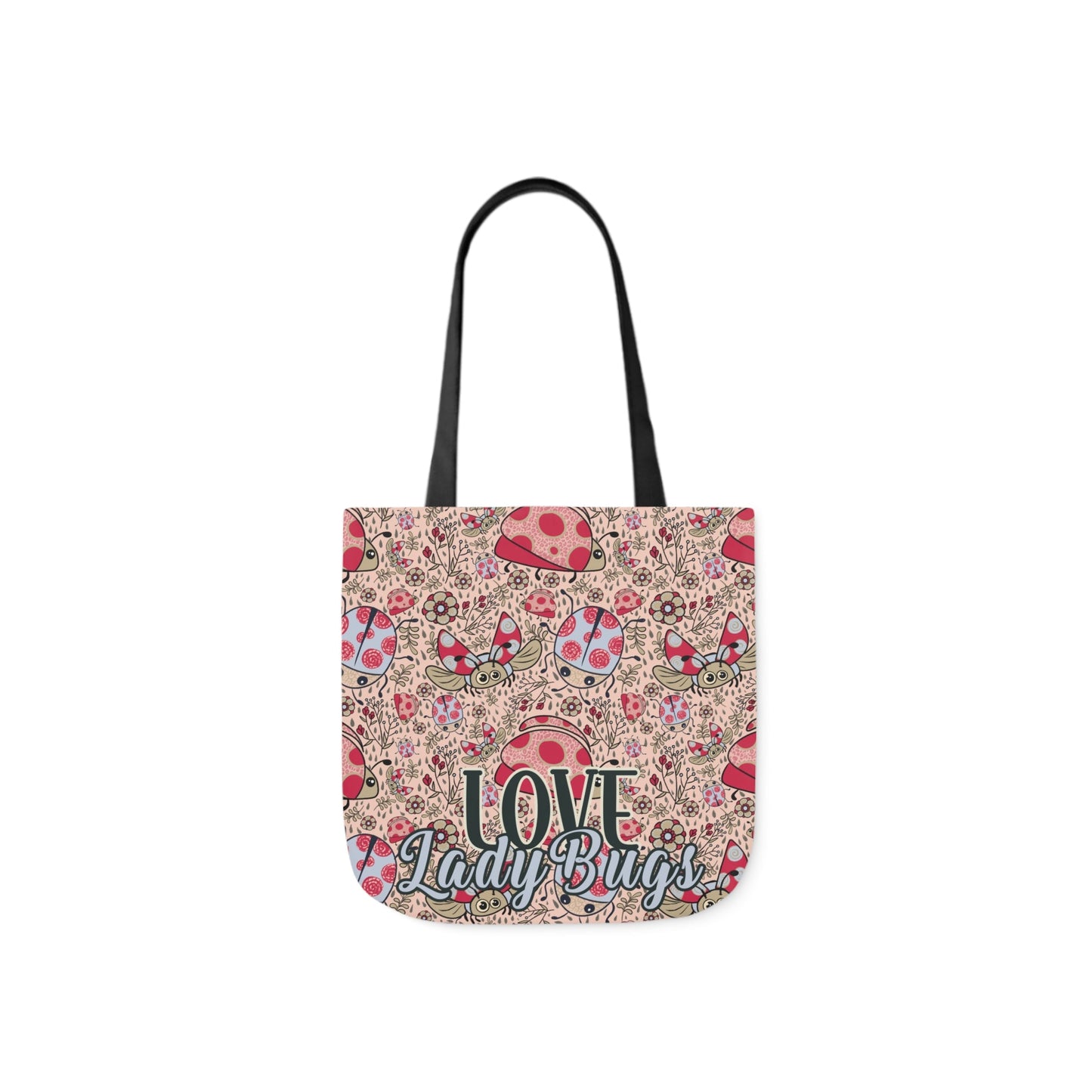 Lady Bug Love custom design Tote Bag - Hand drawn artwork & custom text available - Solei Designs