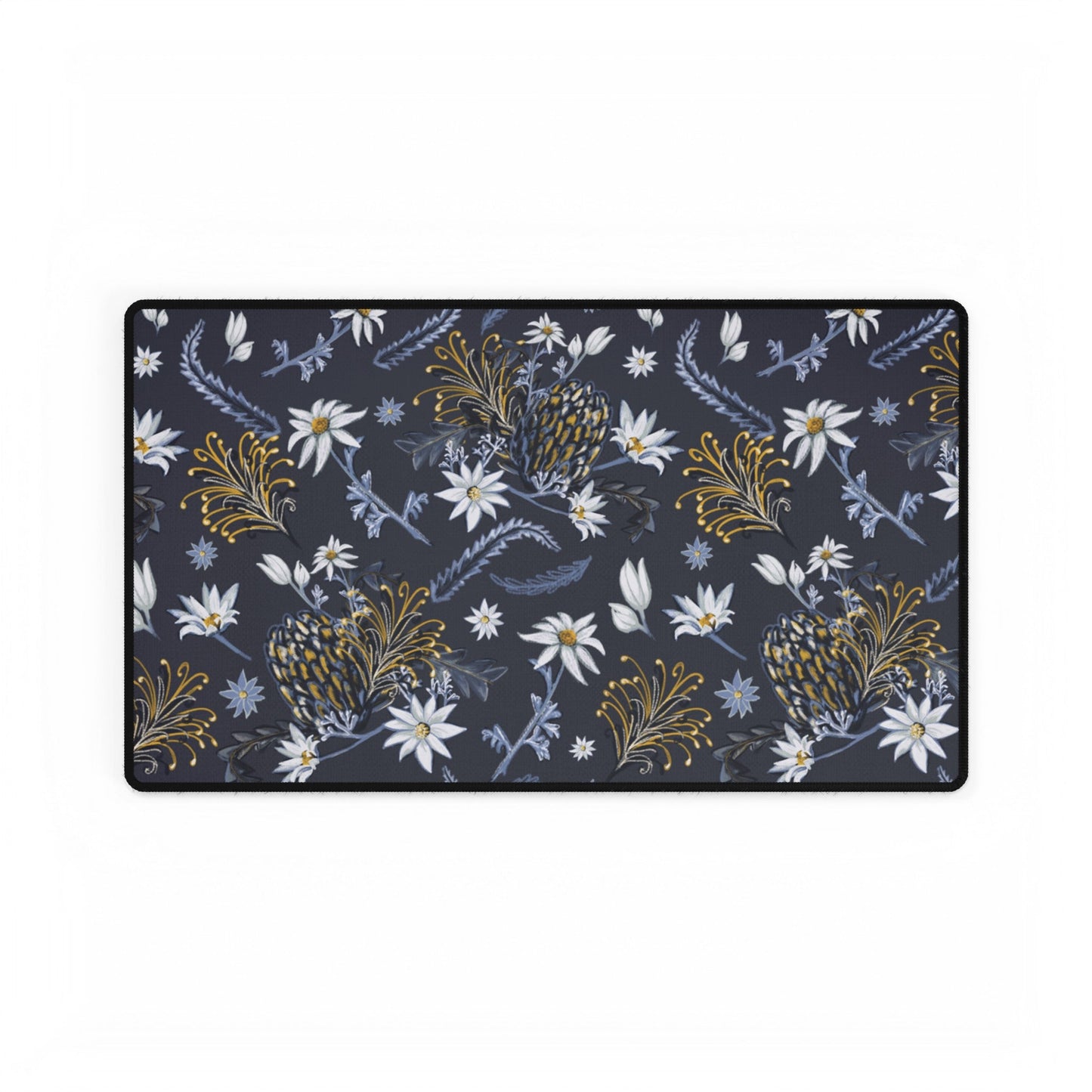 Large Desk Mat - Banksia Blue Collection - hand drawn design - Solei Designs