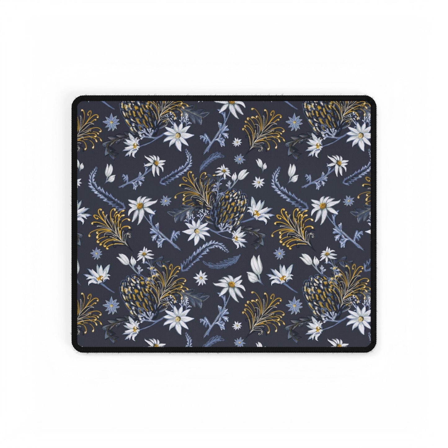 Large Desk Mat - Banksia Blue Collection - hand drawn design - Solei Designs