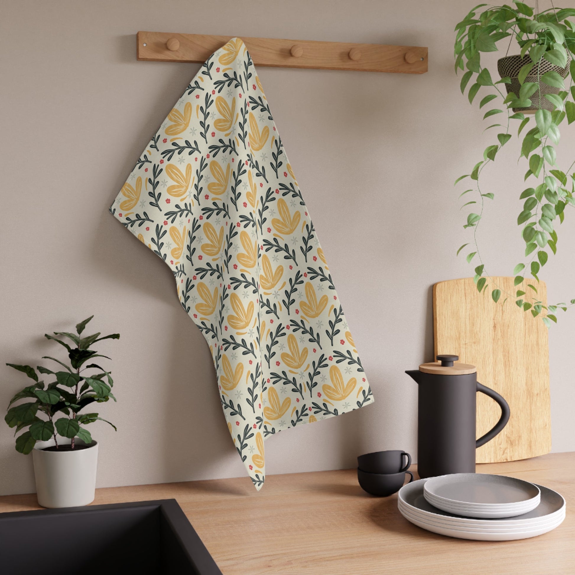 Leafy Yellow compliment - 100% Cotton Kitchen Tea Towels from the Summer Daze Collection - Solei Designs