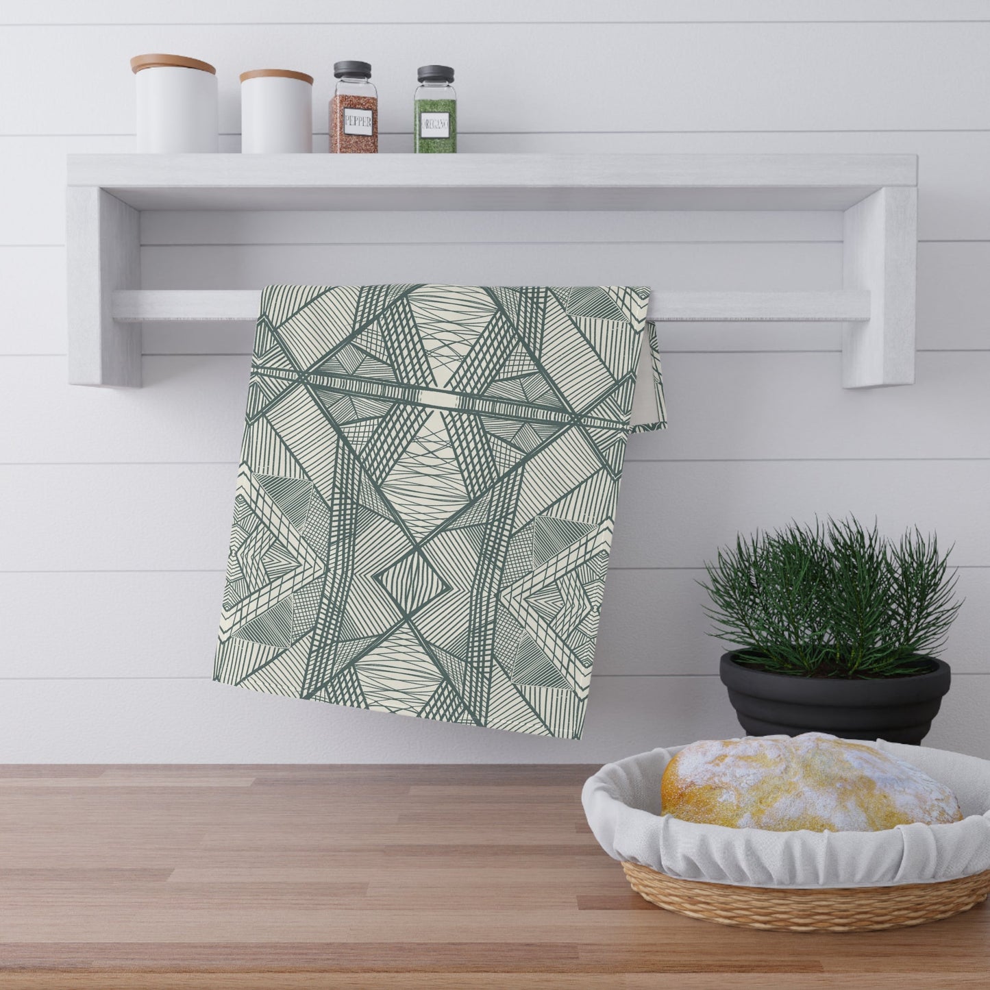 Linework compliment - 100% Cotton Kitchen Tea Towel from the Native Patches design collection - Solei Designs