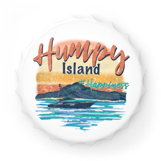 Magnetic Bottle Opener - Humpy Island Happiness hand drawn design - Solei Designs