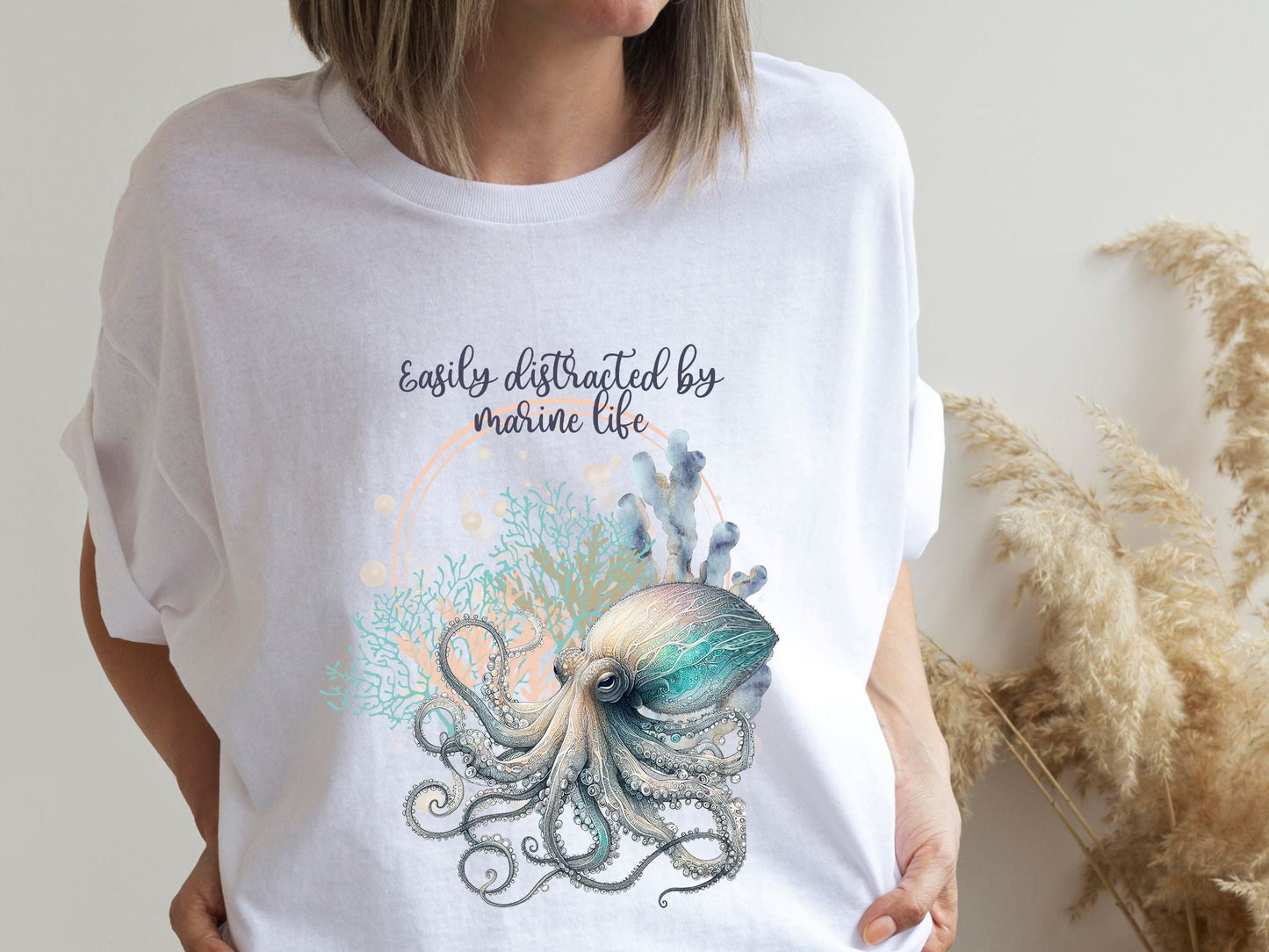 Marine Life Octopus watercolor design t shirt - Solei Designs