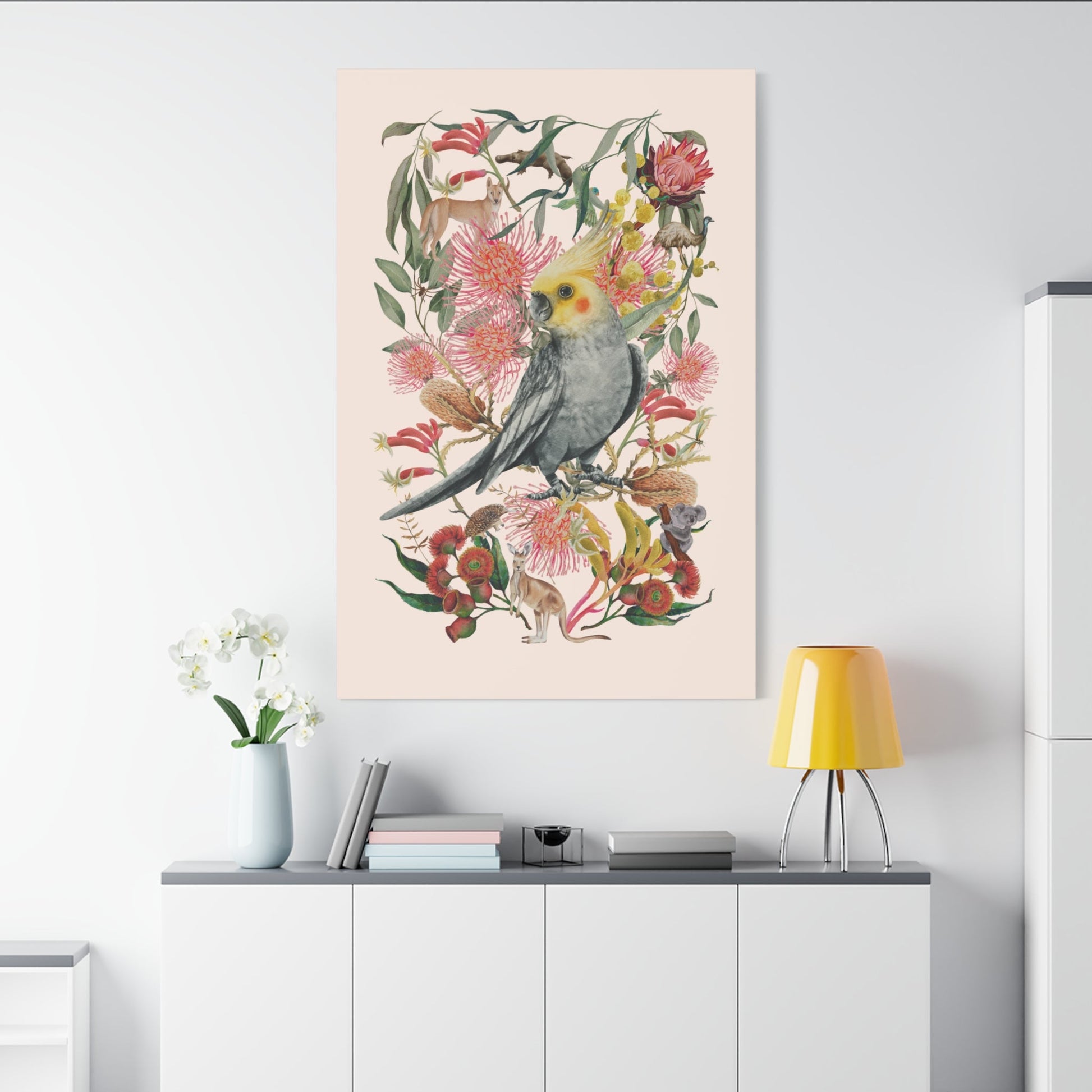 Native Australian Cockatiel Canvas Poster - Solei Designs