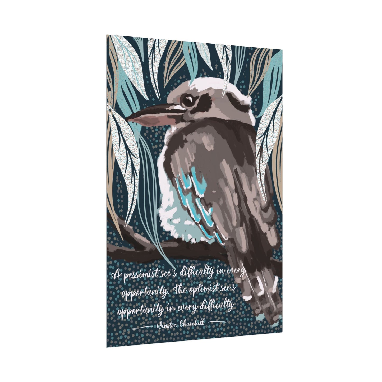 Native Australian Kookaburra - hand painted unframed poster print - Solei Designs