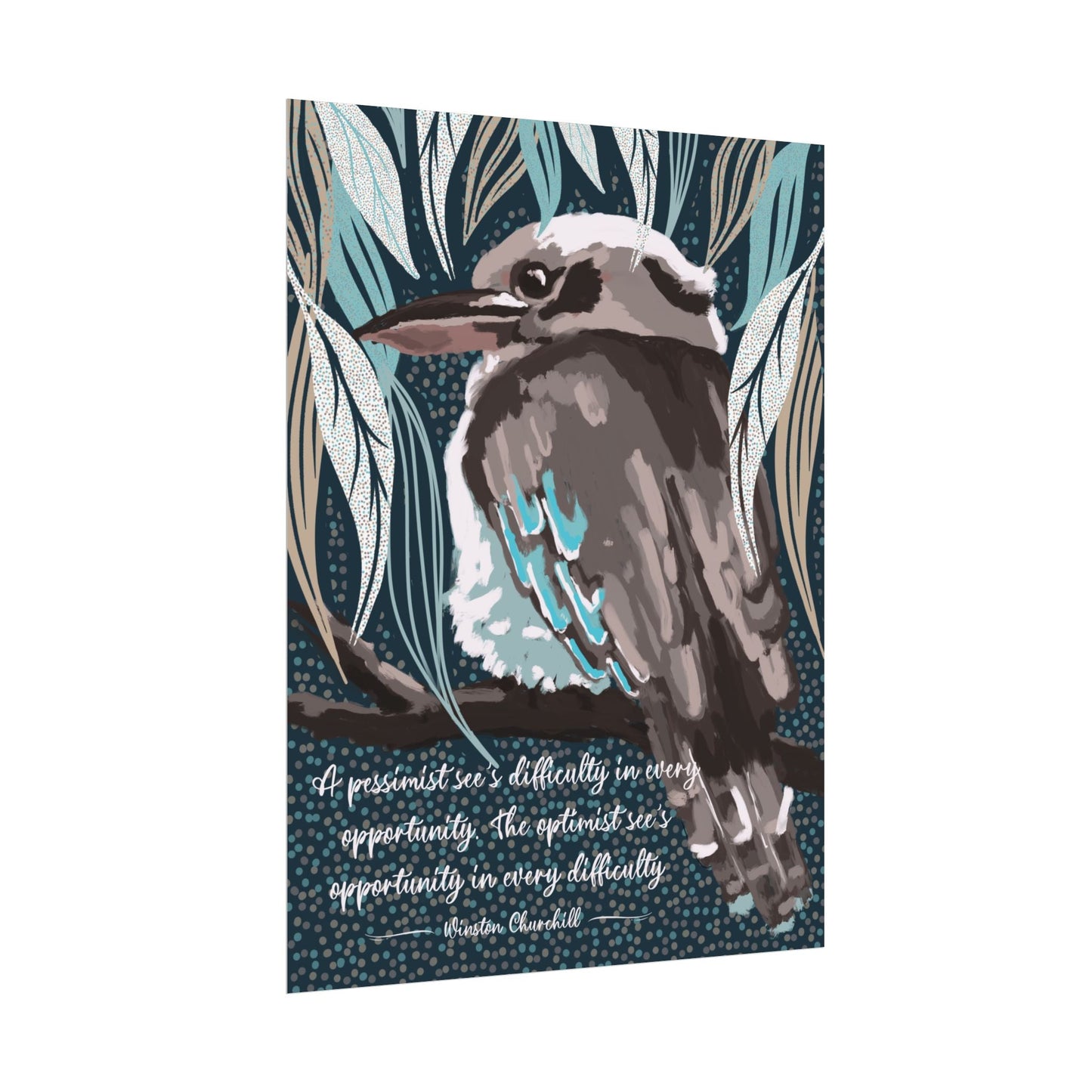 Native Australian Kookaburra - hand painted unframed poster print - Solei Designs