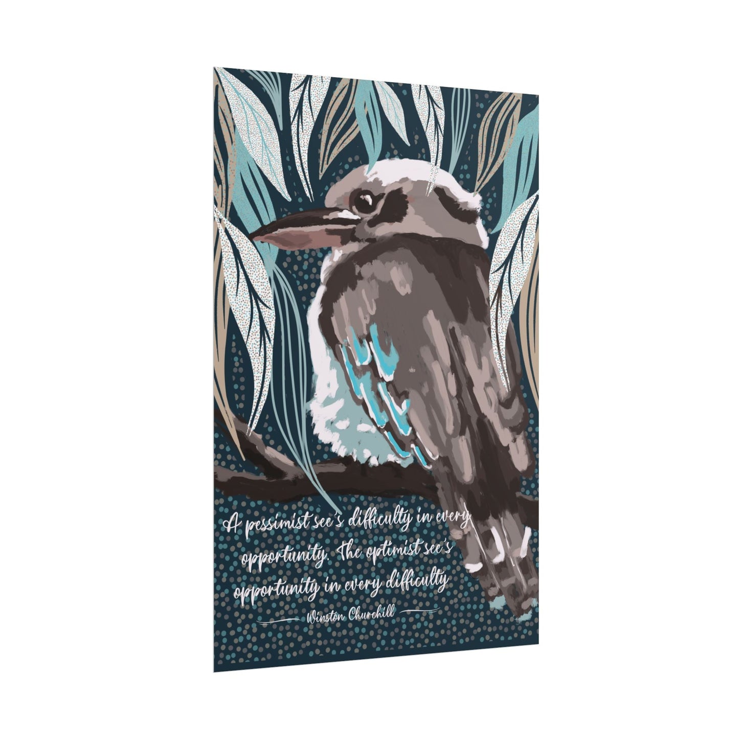 Native Australian Kookaburra - hand painted unframed poster print - Solei Designs