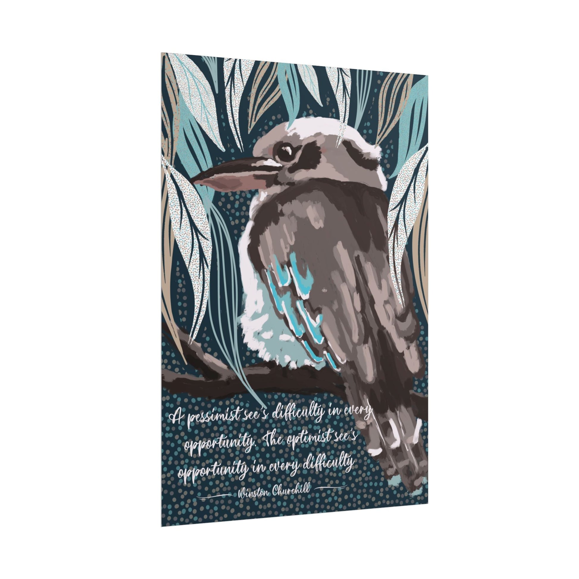 Native Australian Kookaburra - hand painted unframed poster print - Solei Designs