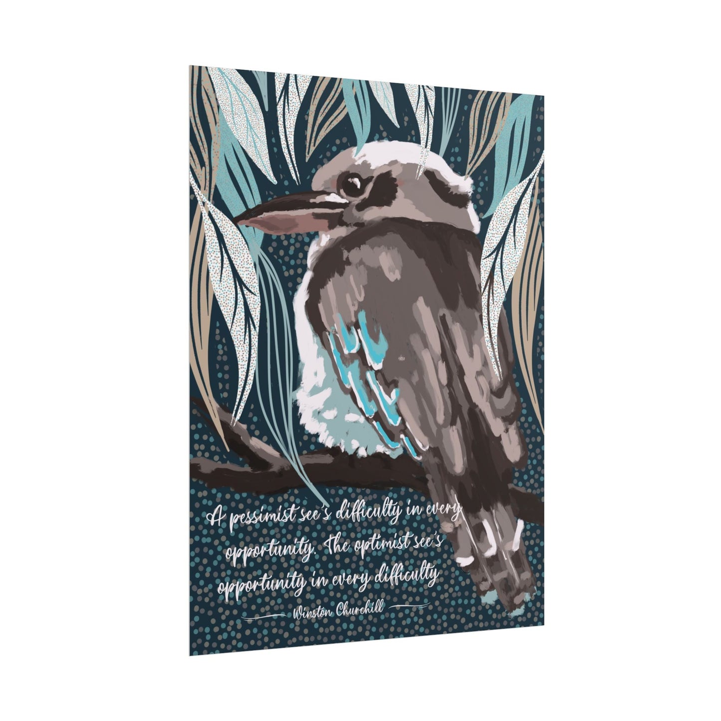 Native Australian Kookaburra - hand painted unframed poster print - Solei Designs