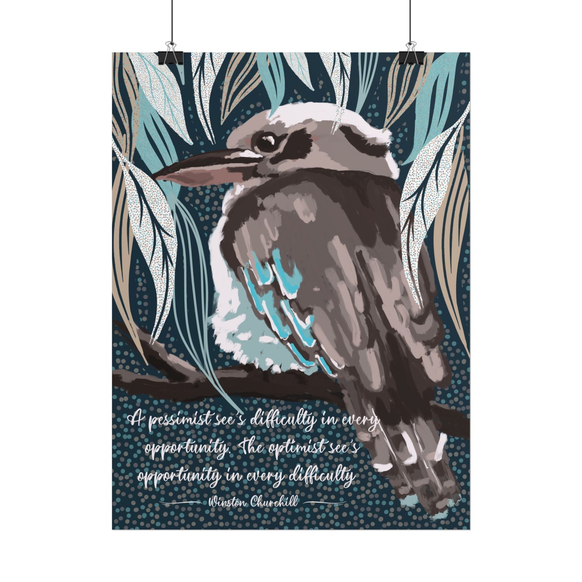 Native Australian Kookaburra - hand painted unframed poster print - Solei Designs