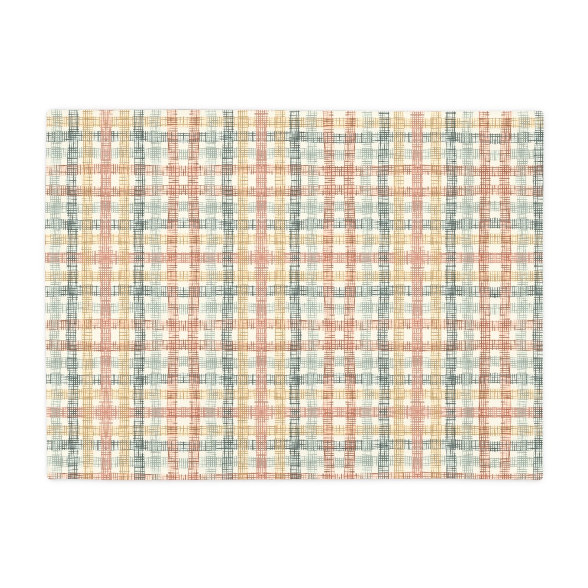 Native Patches collection design - plush fleece throw blanket, super soft vintage cottagecore aesthetic - Solei Designs