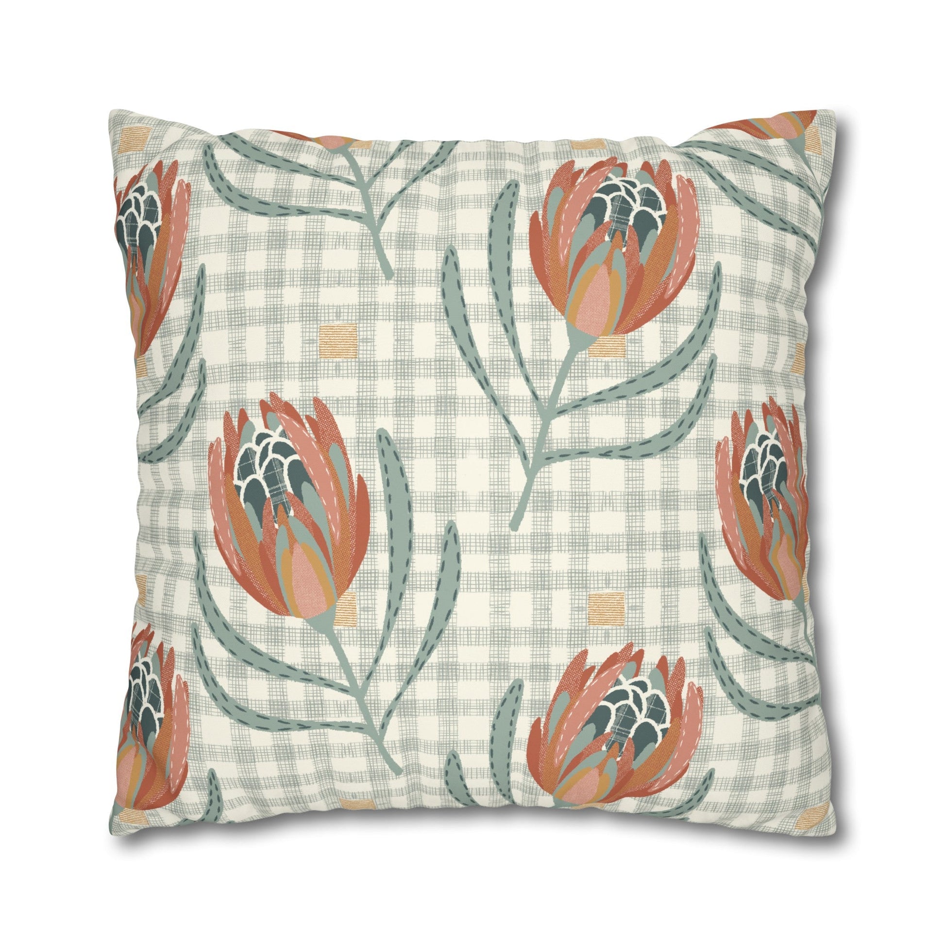 Native Patches Collection - hand drawn artwork - protea cushion - Solei Designs