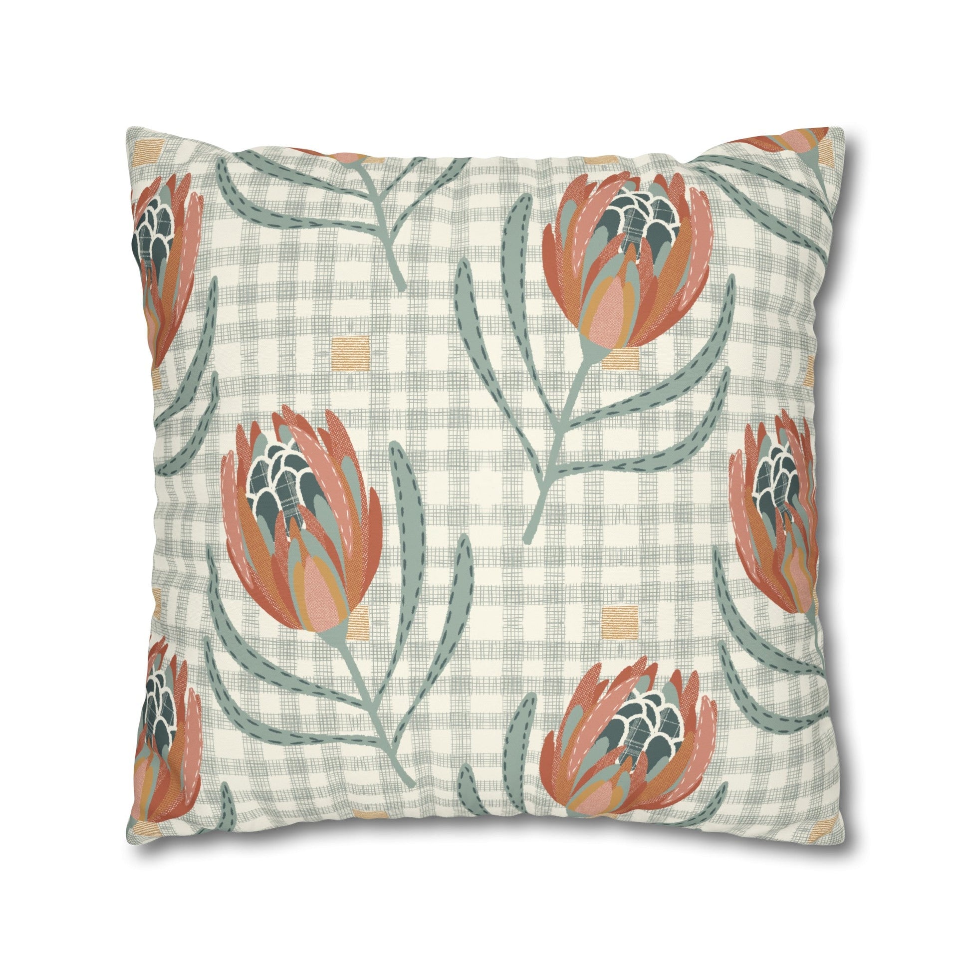 Native Patches Collection - hand drawn artwork - protea cushion - Solei Designs