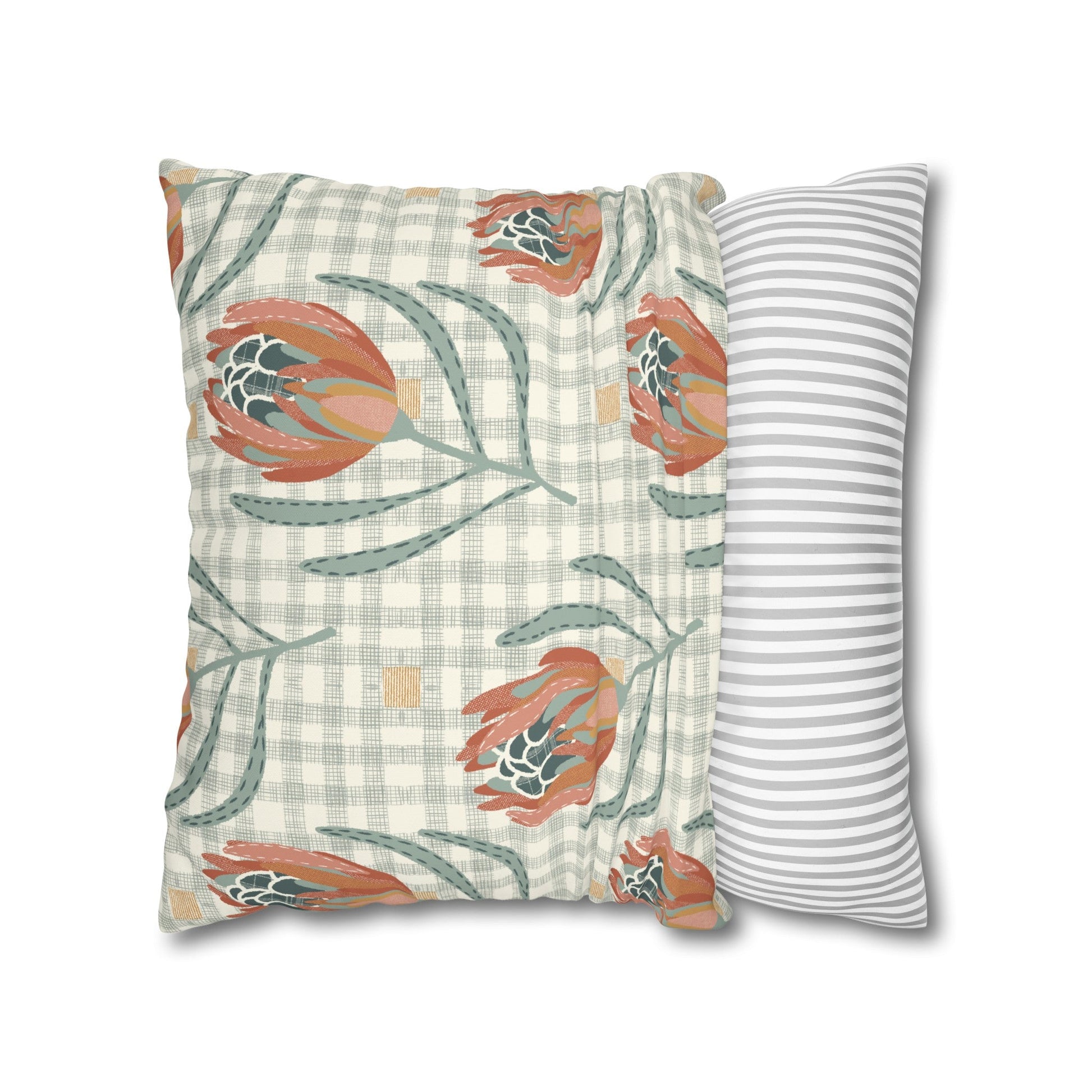 Native Patches Collection - hand drawn artwork - protea cushion - Solei Designs