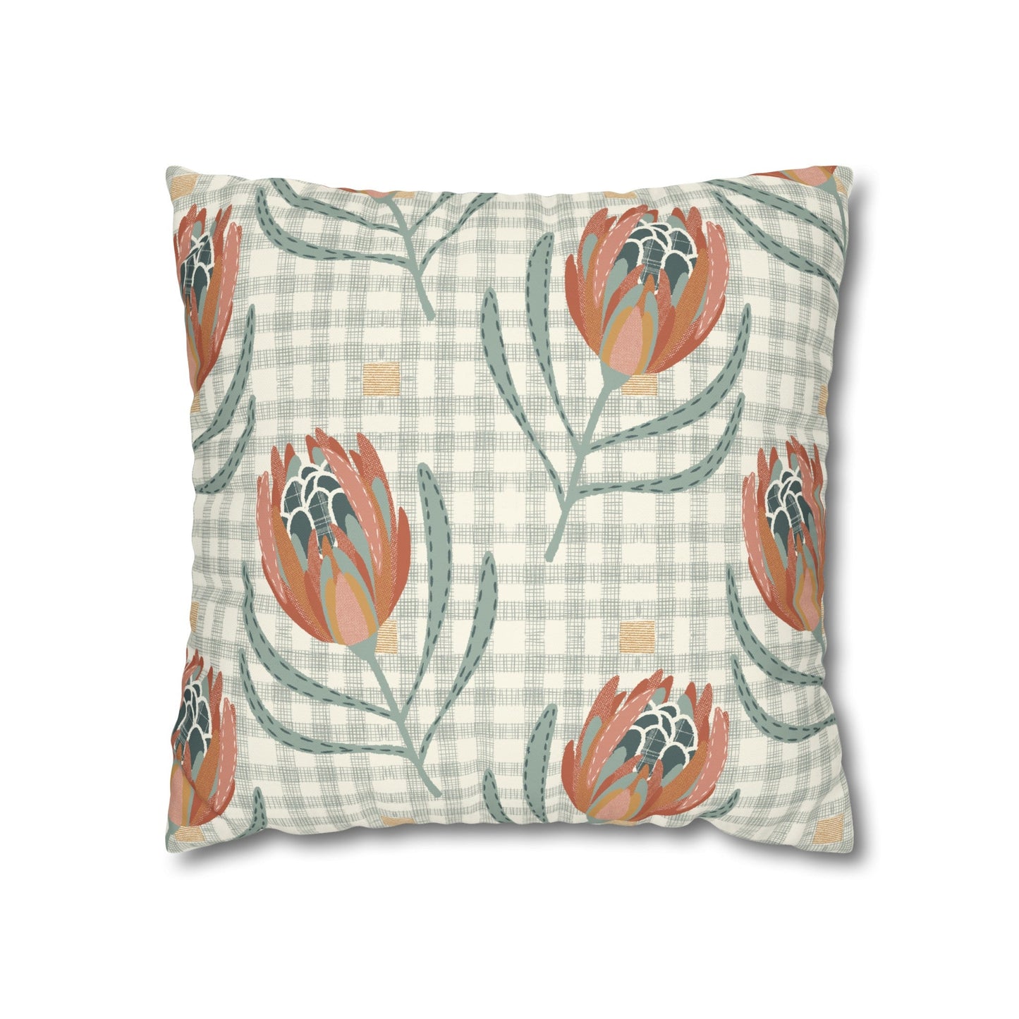 Native Patches Collection - hand drawn artwork - protea cushion - Solei Designs