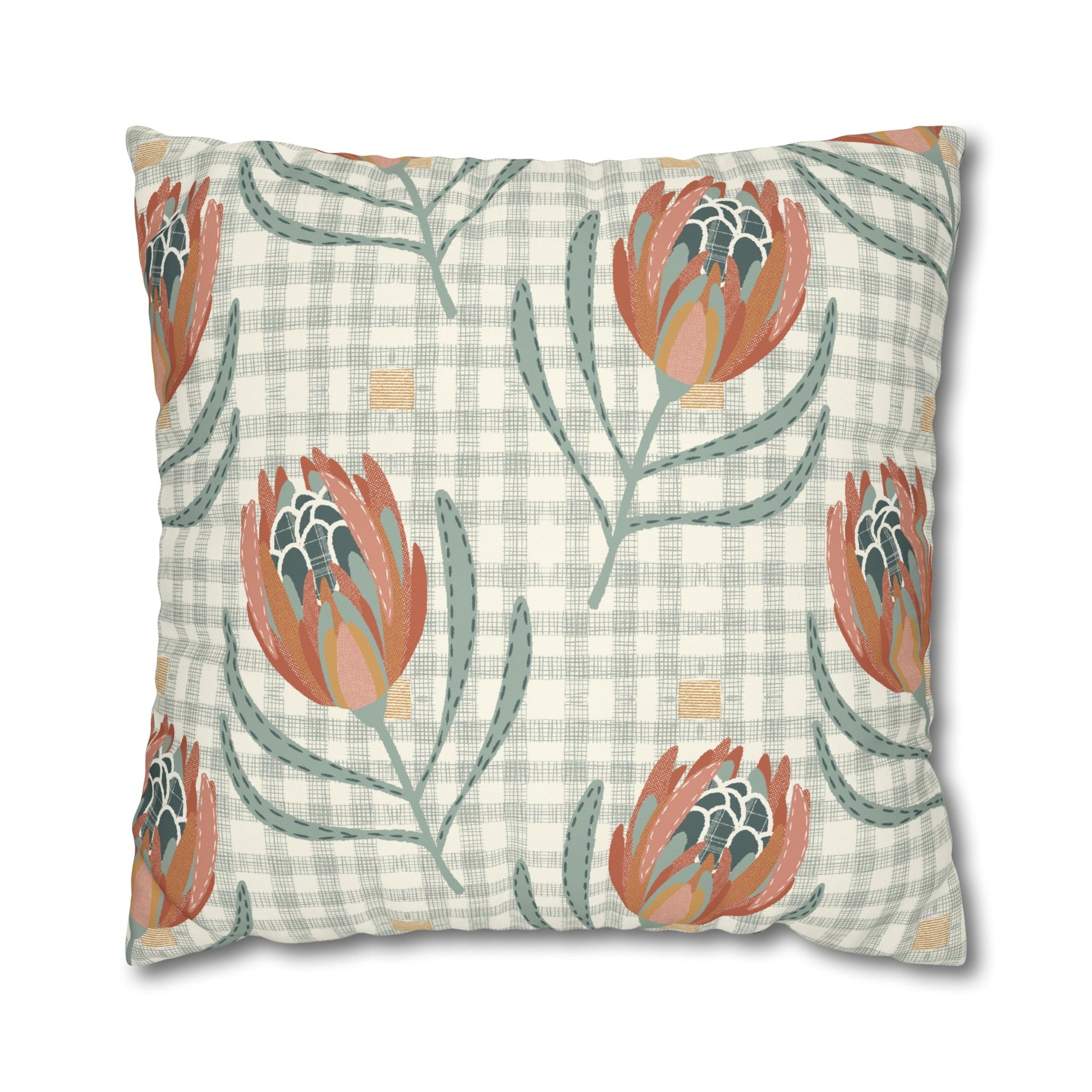 Native Patches Collection - hand drawn artwork - protea cushion - Solei Designs