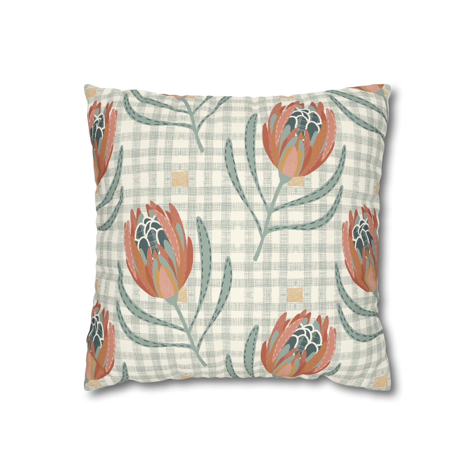 Native Patches Collection - hand drawn artwork - protea cushion - Solei Designs