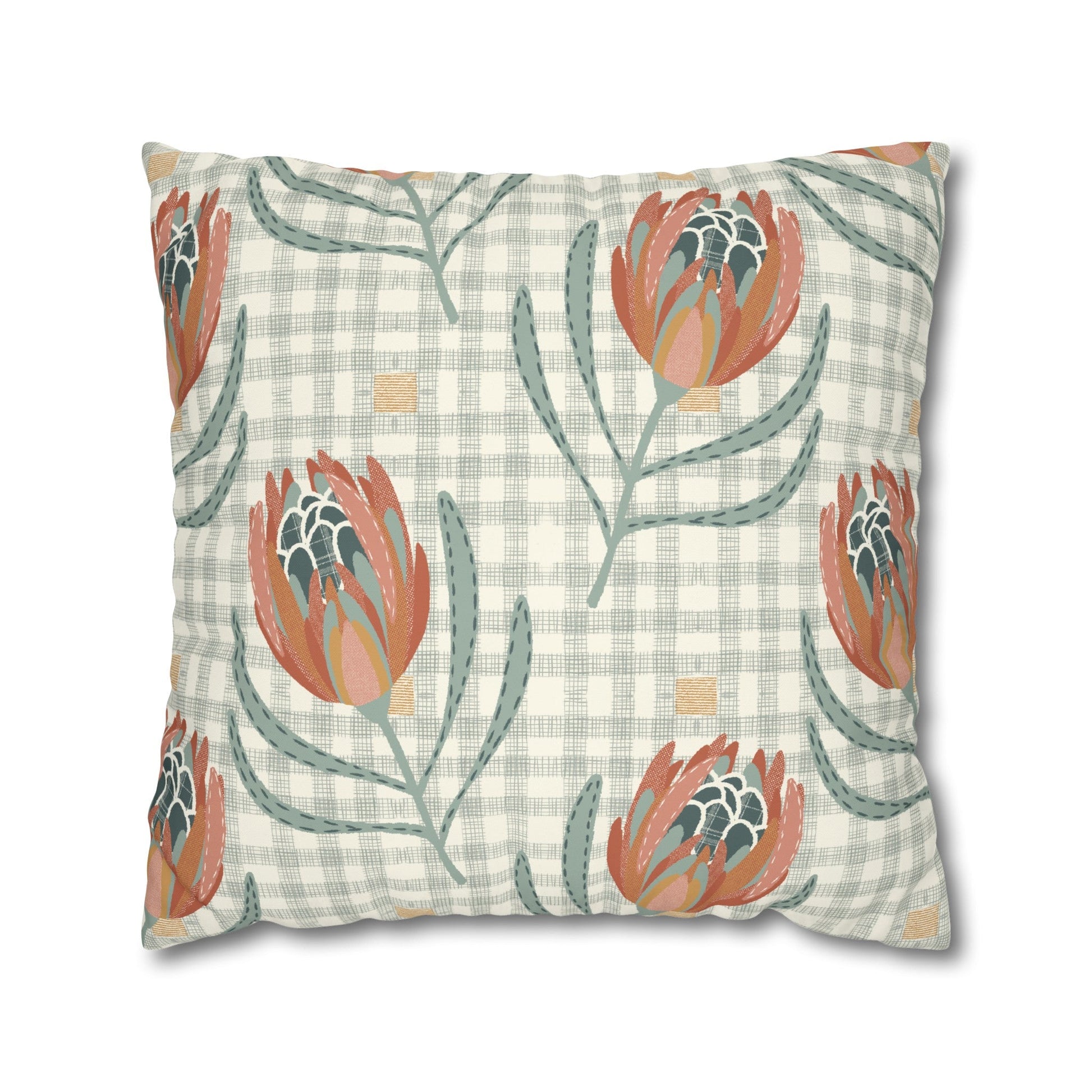 Native Patches Collection - hand drawn artwork - protea cushion - Solei Designs