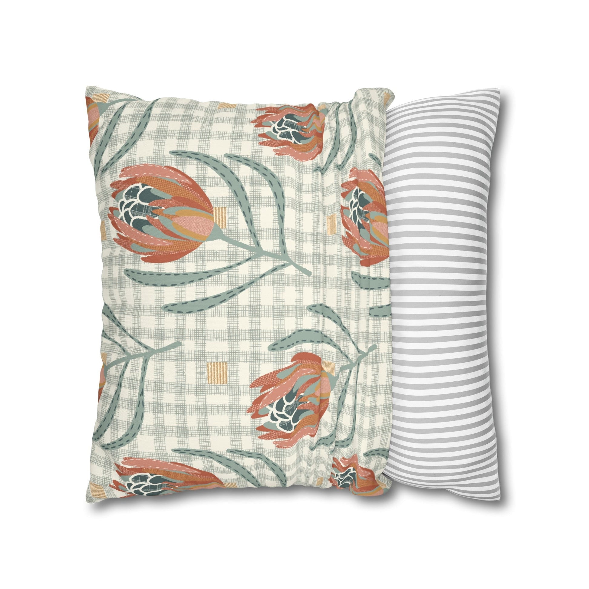 Native Patches Collection - hand drawn artwork - protea cushion - Solei Designs