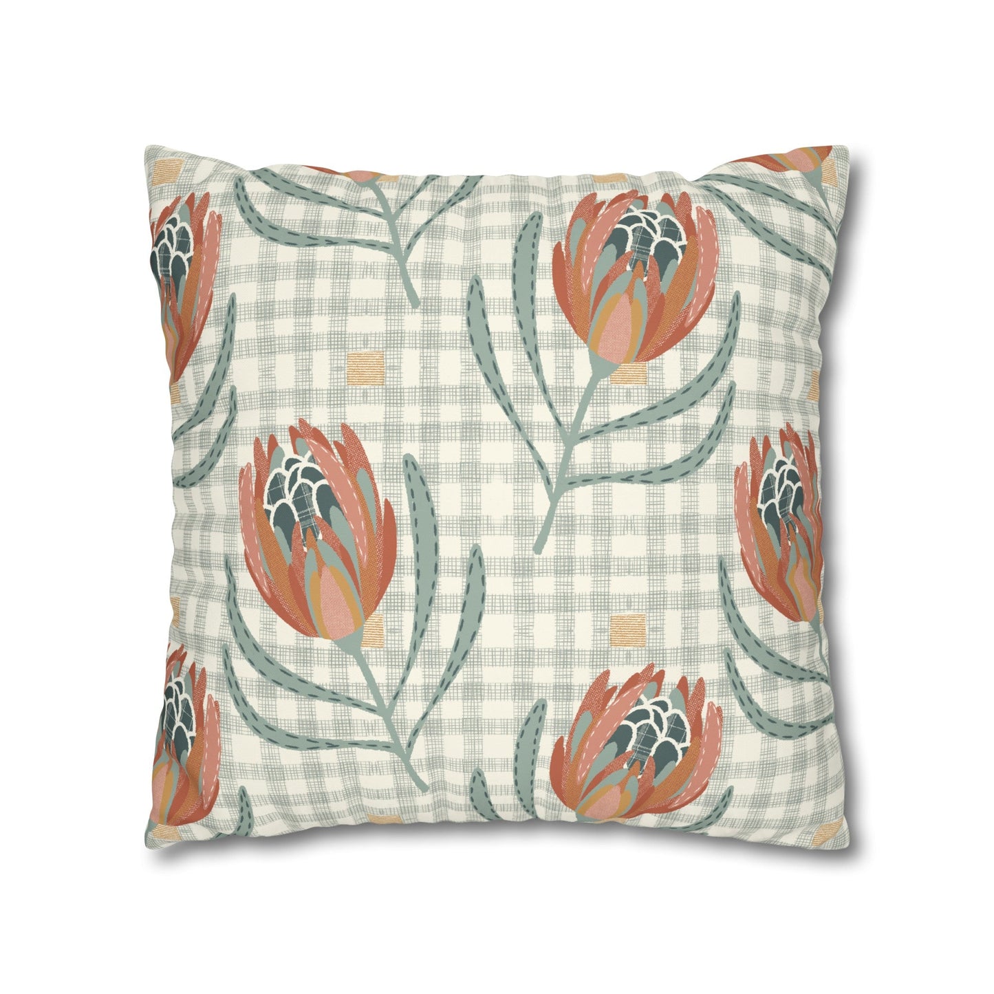 Native Patches Collection - hand drawn artwork - protea cushion - Solei Designs