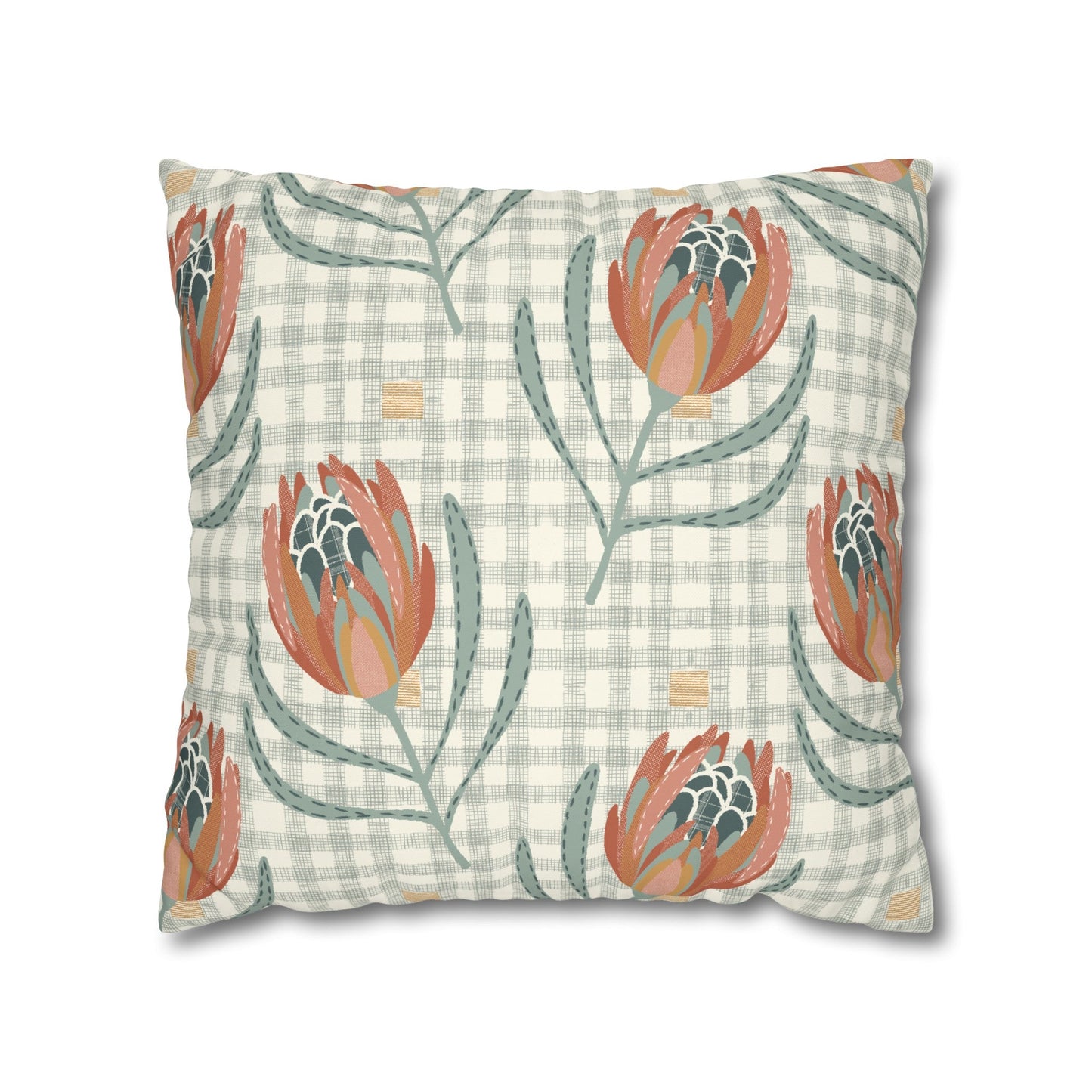 Native Patches Collection - hand drawn artwork - protea cushion - Solei Designs