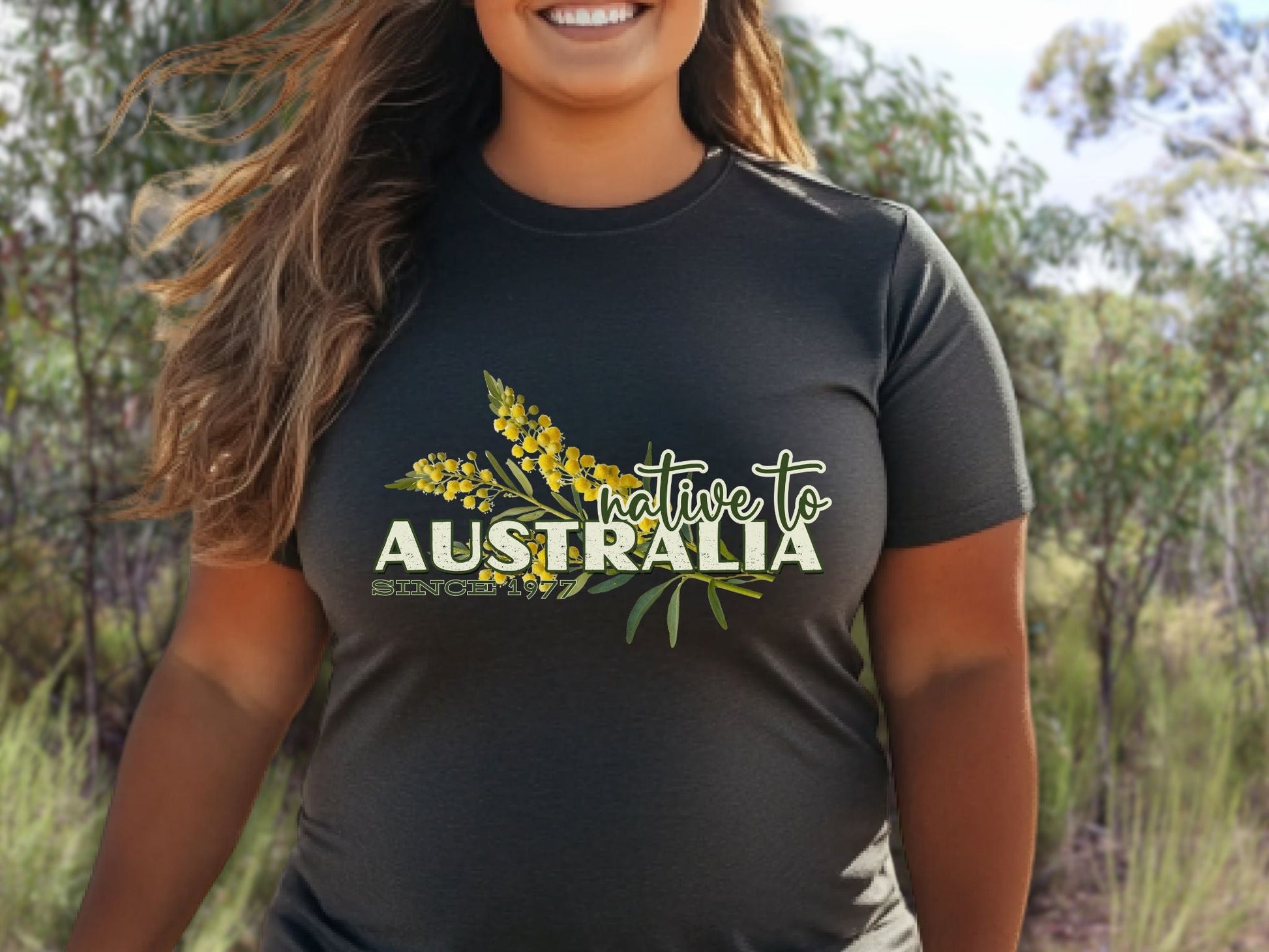 Native to Australia Wattle flower custom design t shirt - Solei Designs