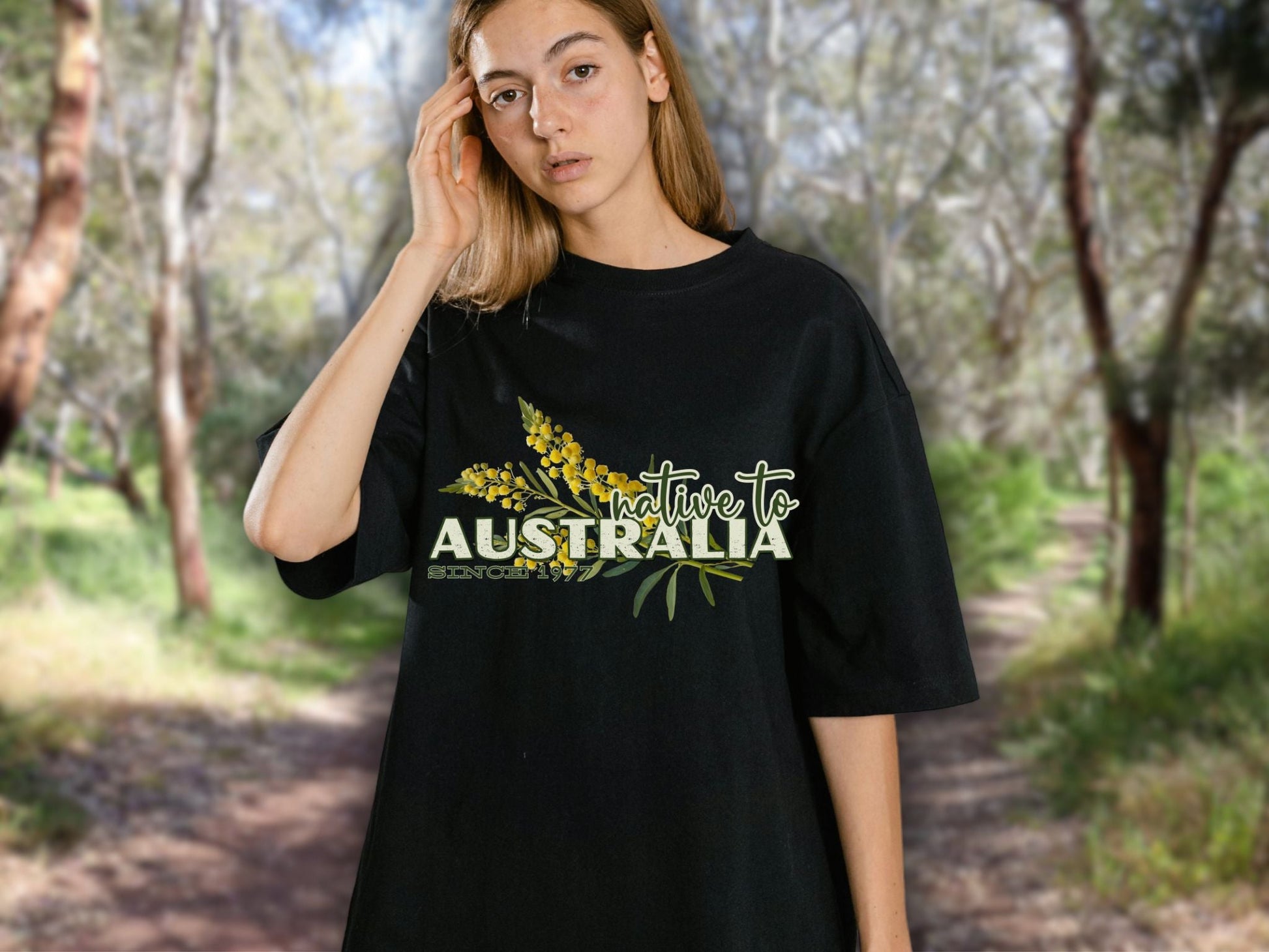 Native to Australia Wattle flower custom design t shirt - Solei Designs