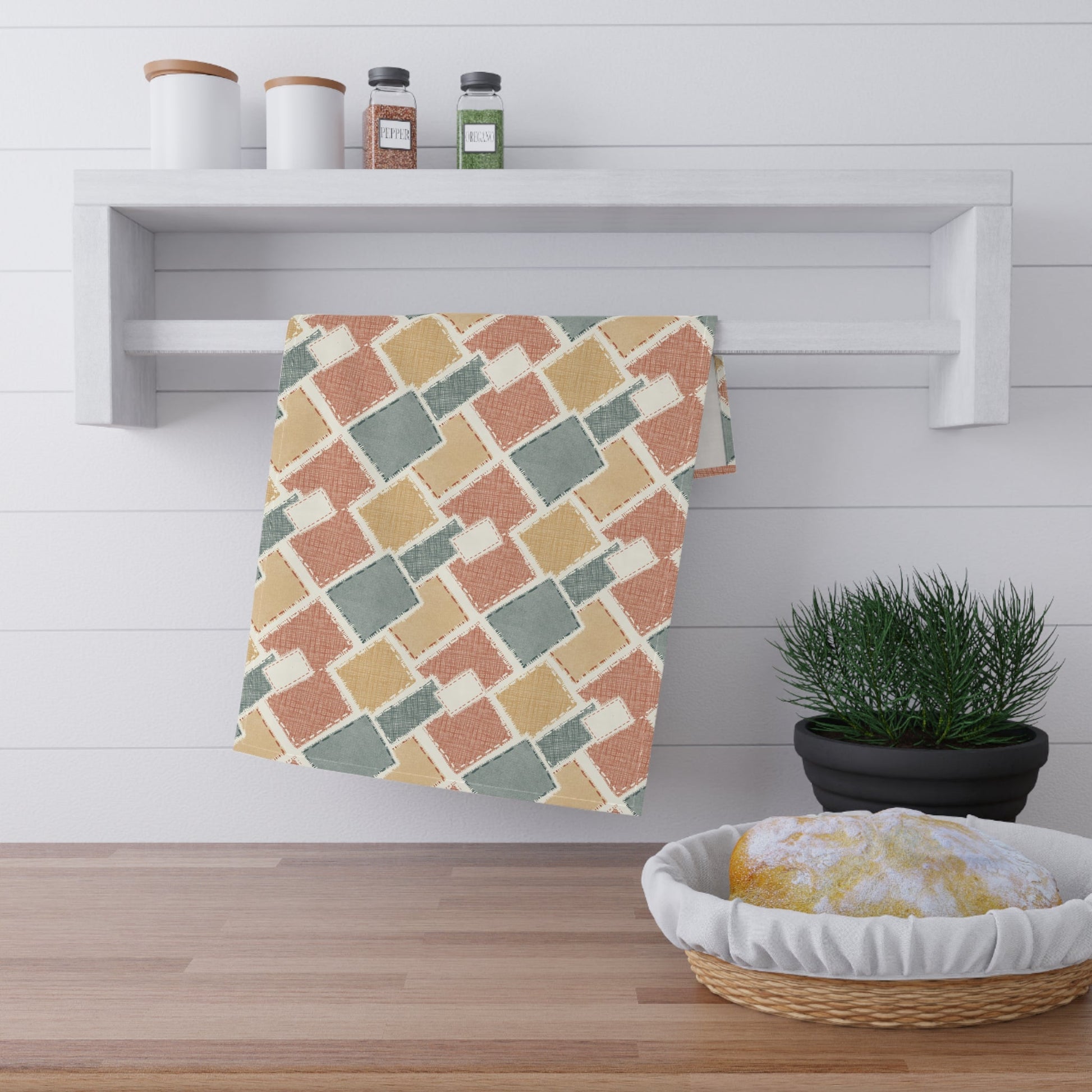 Patchwork - 100% Cotton Kitchen Tea Towel from the Native Patches design collection - Solei Designs