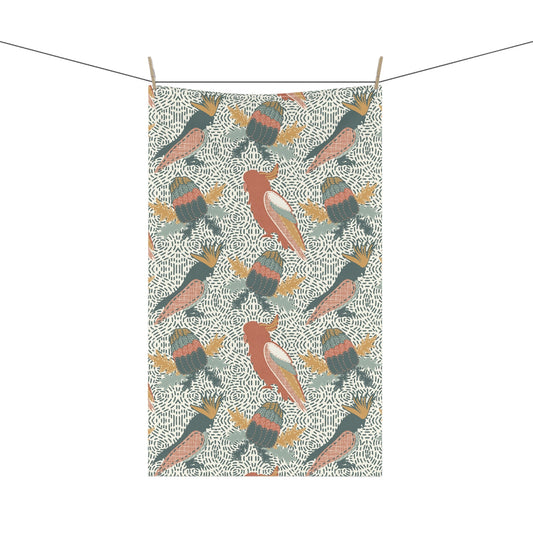 Patchwork Cockatoos - 100% Cotton Kitchen Tea Towel from the Native Patches design collection - Solei Designs