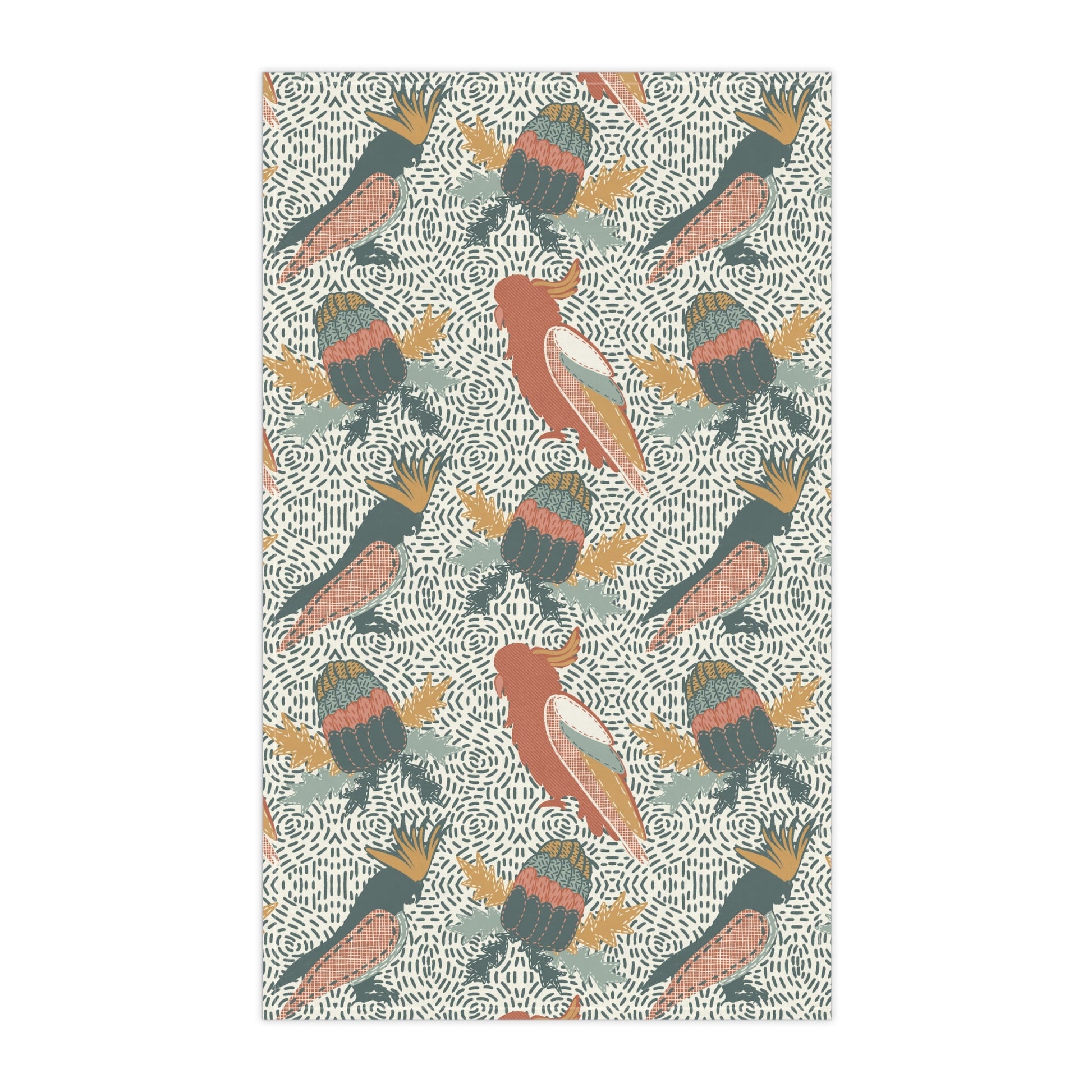 Patchwork Cockatoos - 100% Cotton Kitchen Tea Towel from the Native Patches design collection - Solei Designs