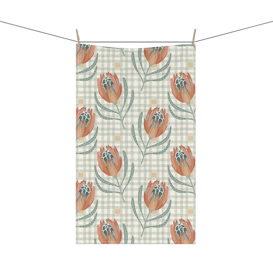 Patchwork Proteas - 100% Cotton Kitchen Tea Towel from the Native Patches design collection - Solei Designs