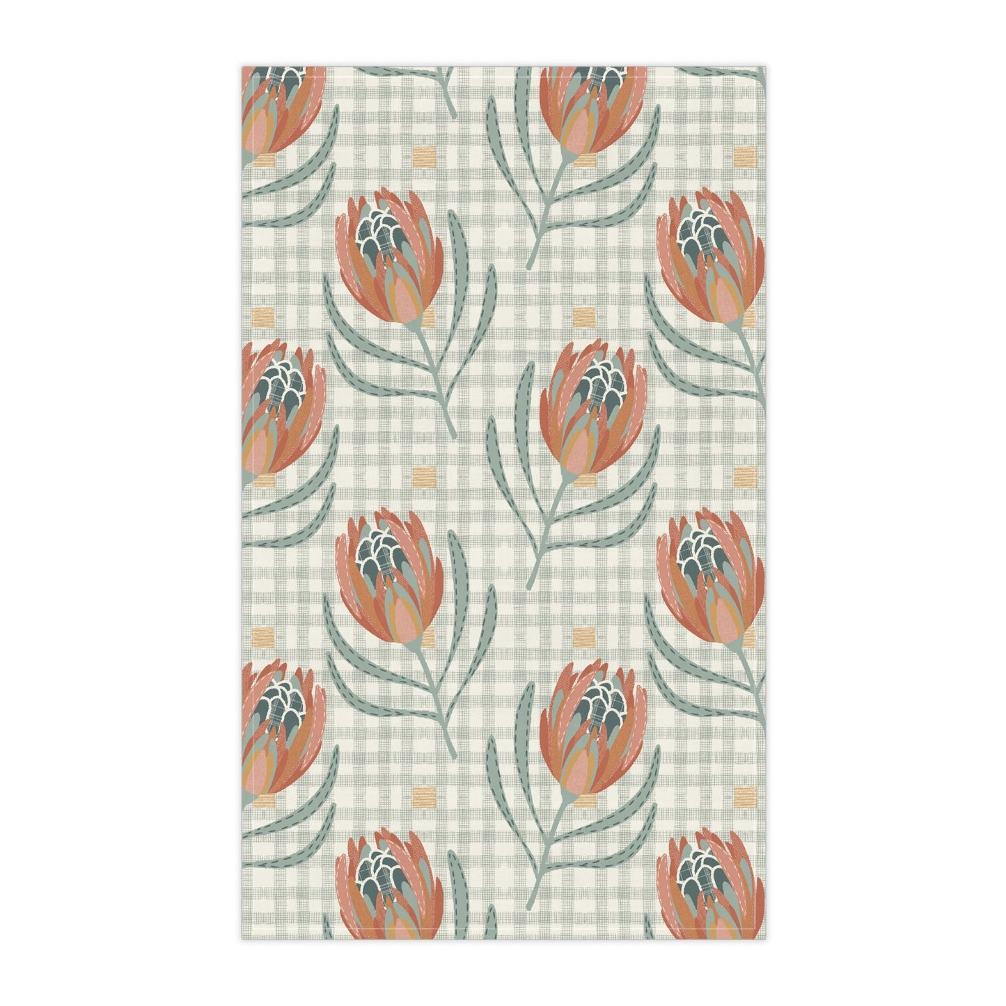 Patchwork Proteas - 100% Cotton Kitchen Tea Towel from the Native Patches design collection - Solei Designs