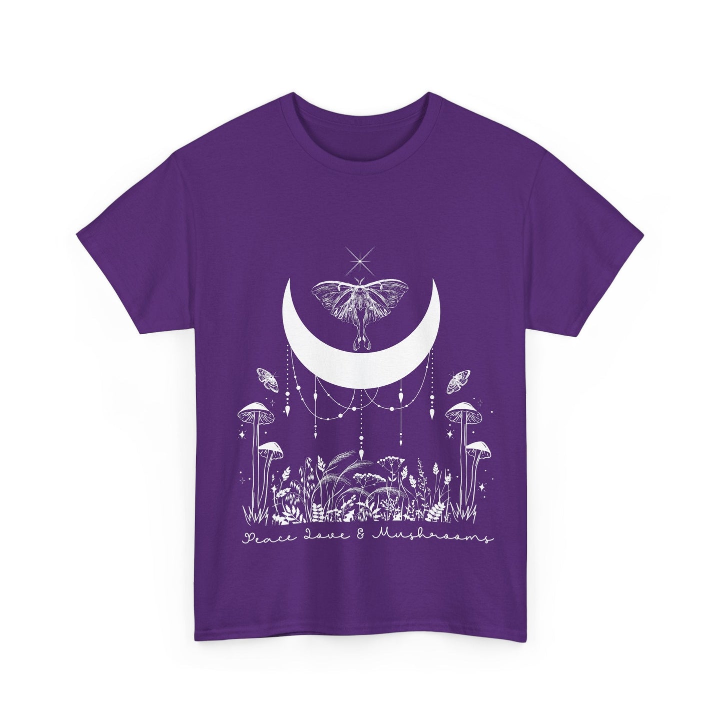 Peace Love and Mushrooms graphic t shirt design - custom text available - Solei Designs