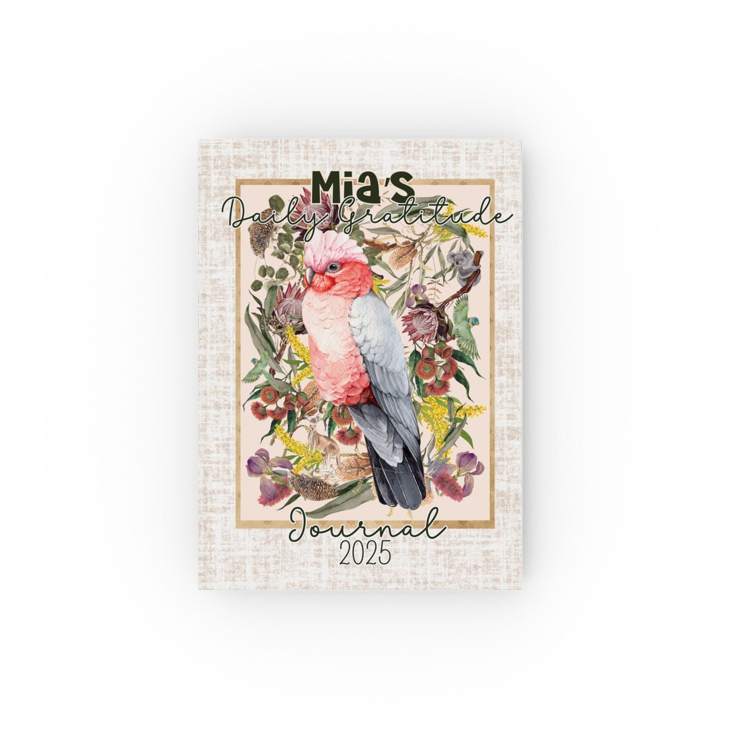 Personalised daily gratitude journal - Australian Pink Galah design - Solei Designs